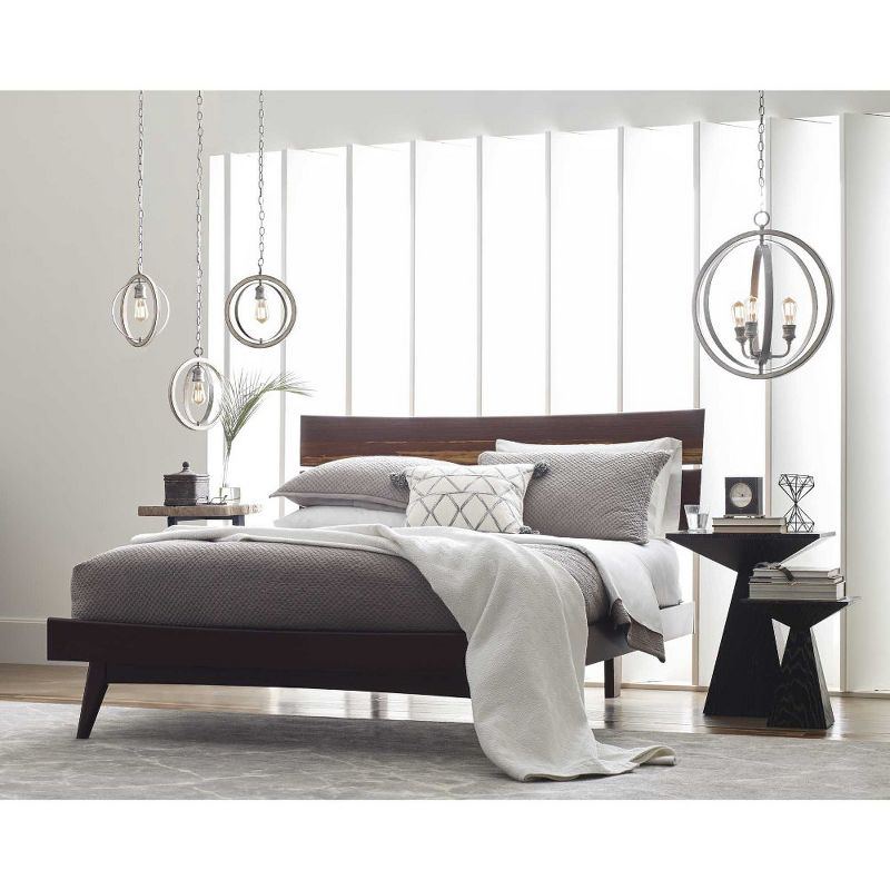 Progress Lighting Conestee 6-Light Pendant, Steel, Graphite, Armillary-Style Frame, Galvanized/Antique White Finish