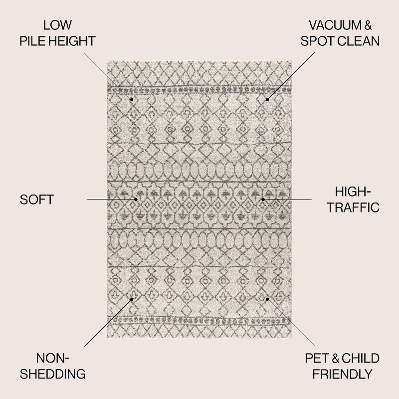 5'x8' Izil Moroccan Beni Souk Area Rug, Cream/Gray - JONATHAN Y