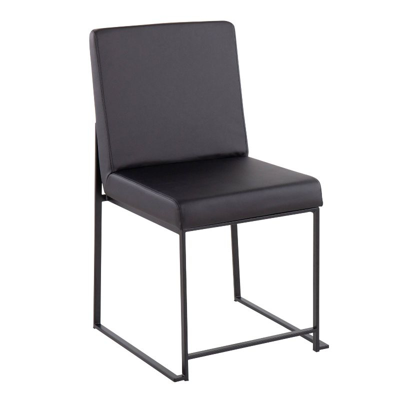 Set of 2 High Back Fuji Dining Chairs: Upholstered, Armless, Steel Frame - LumiSource