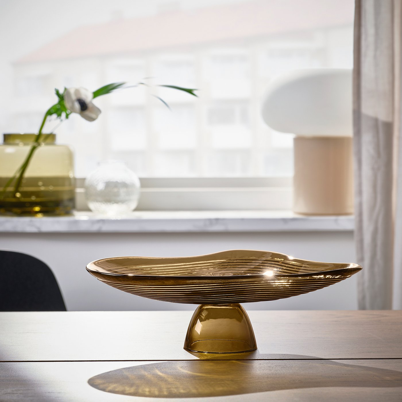 HÄCKPOPPEL Decorative bowl with base - brown 9 ½ "