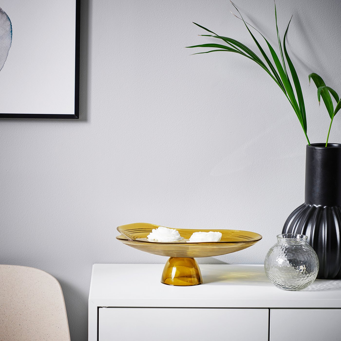 HÄCKPOPPEL Decorative bowl with base - brown 9 ½ "