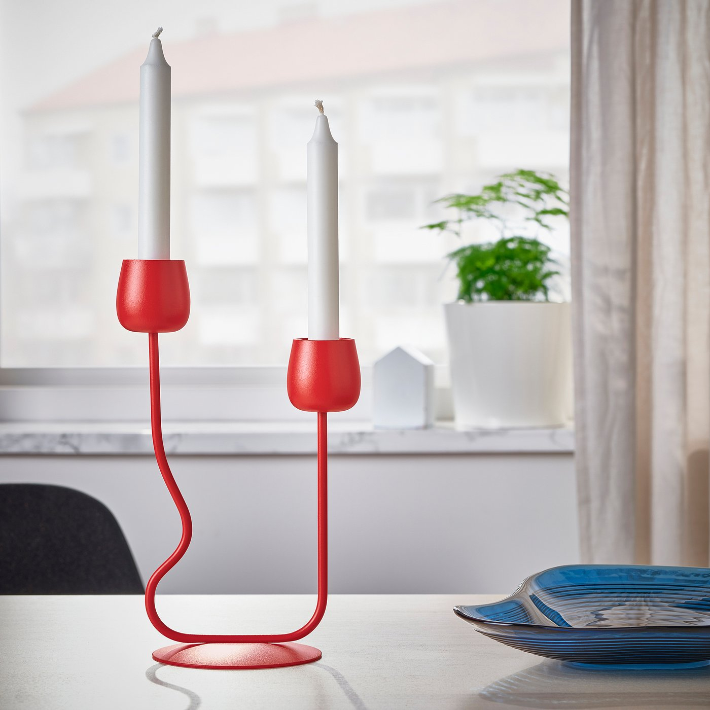 SILVERPÄRON Candlestick/tealight holder - bright red 11 "