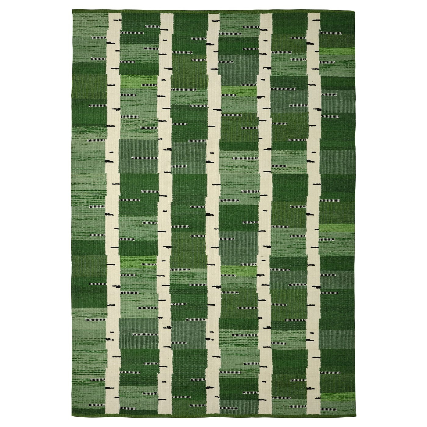 STOCKHOLM 2025 Rug, flatwoven - green/white/black handwoven 5 ' 7 "x7 ' 10 "