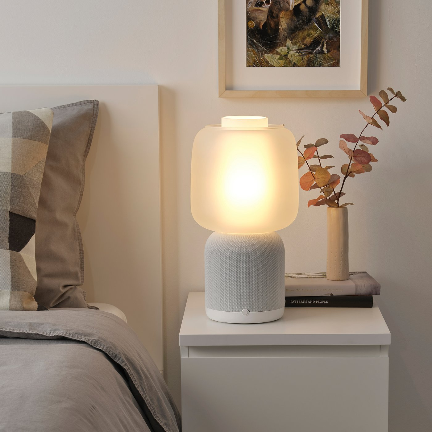 SYMFONISK Sonos speaker lamp, glass shade - white