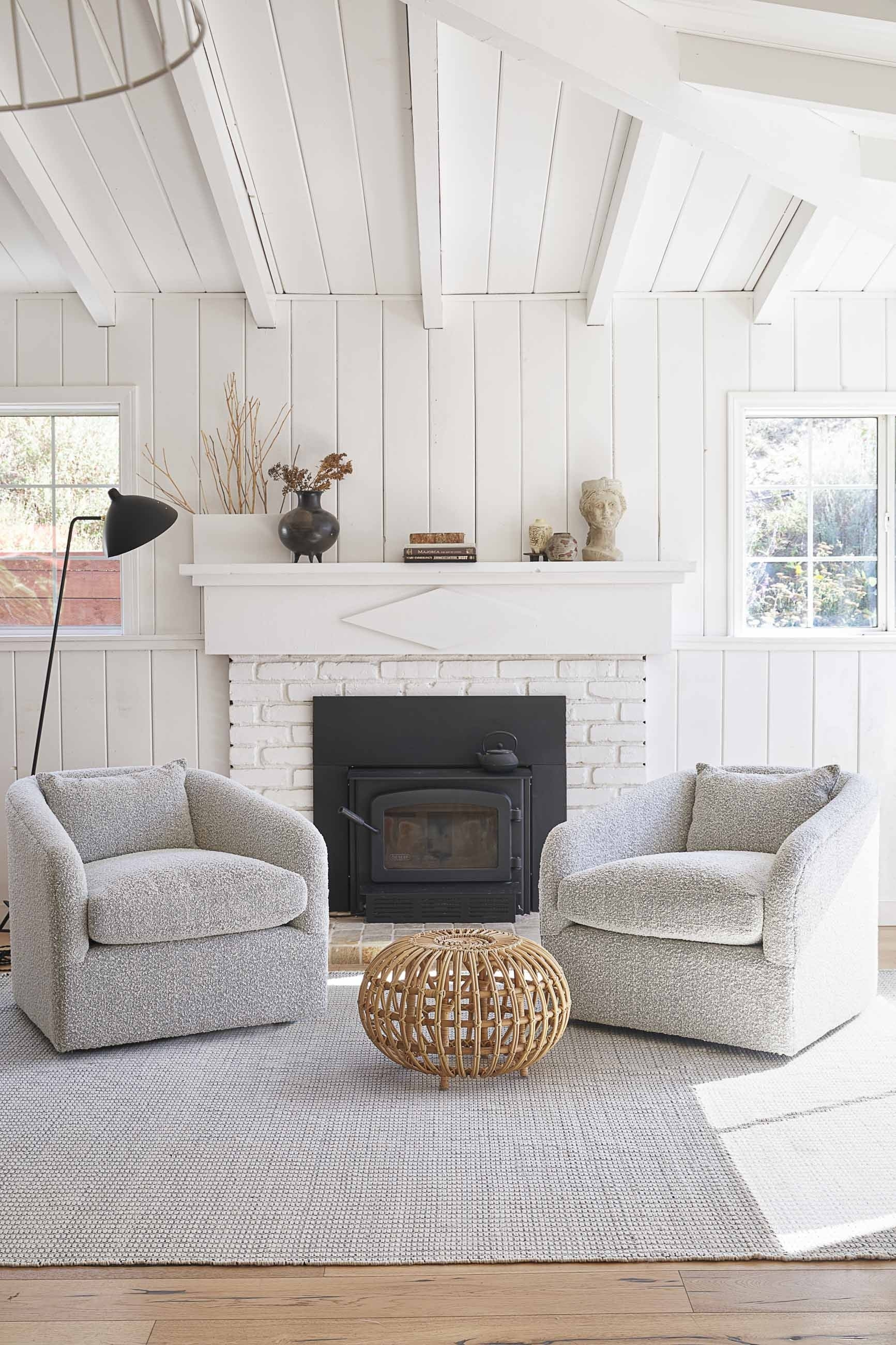 Ren Swivel Chair - Gray Boucle