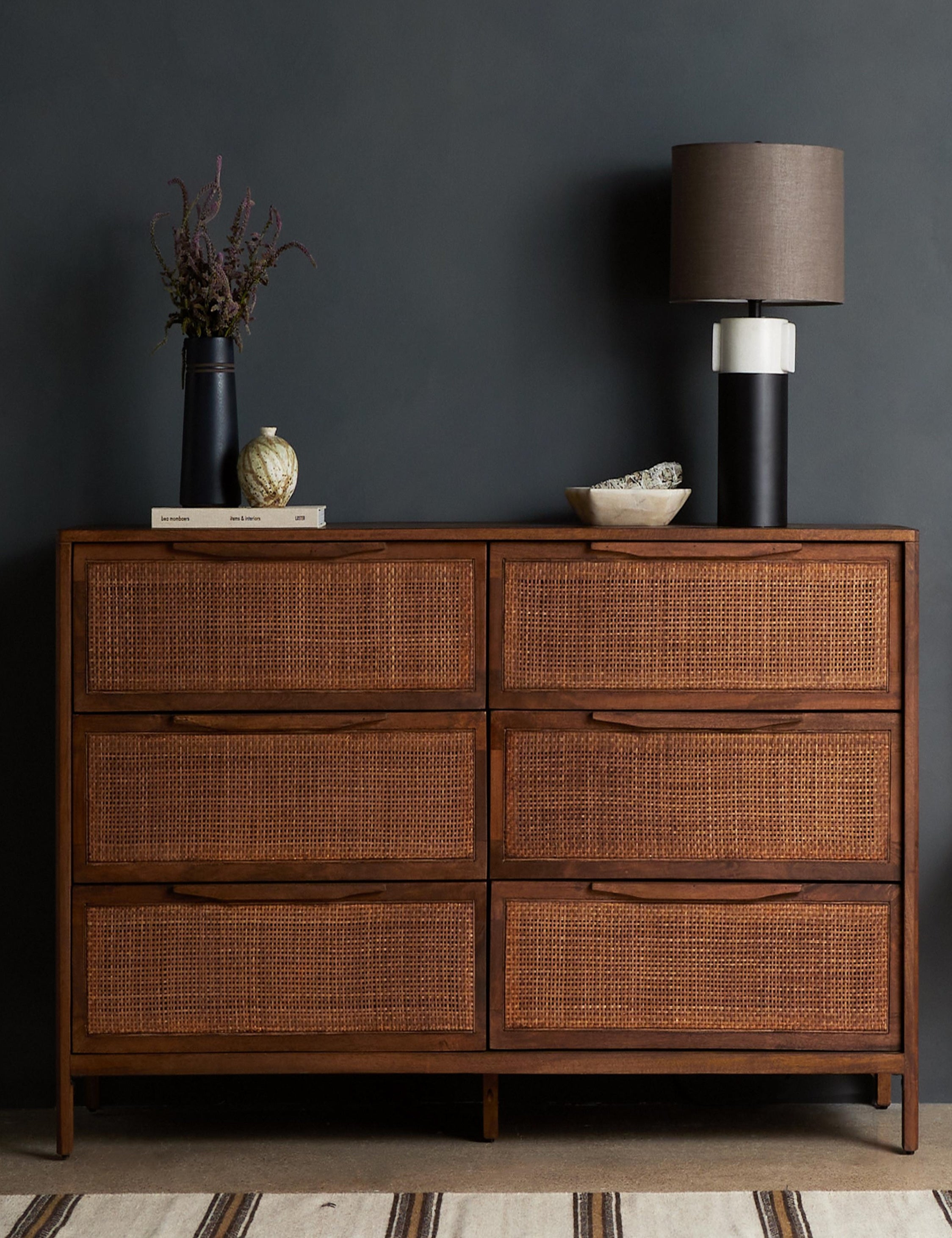 Prescott Sydney 58" Coastal Brown Wash Double Dresser with Mirror