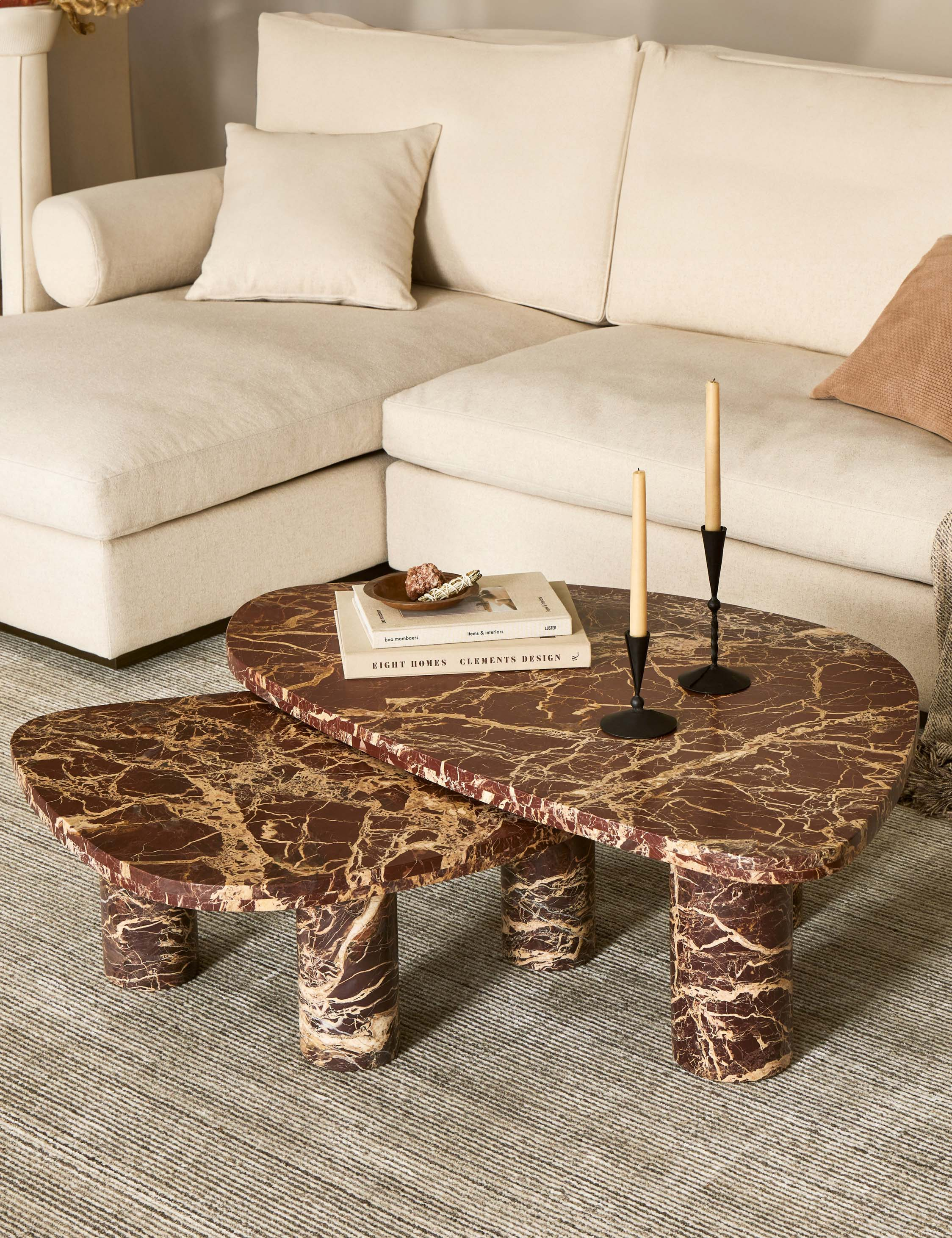 Mariano Nesting Coffee Table (Set of 2) - Merlot Marble