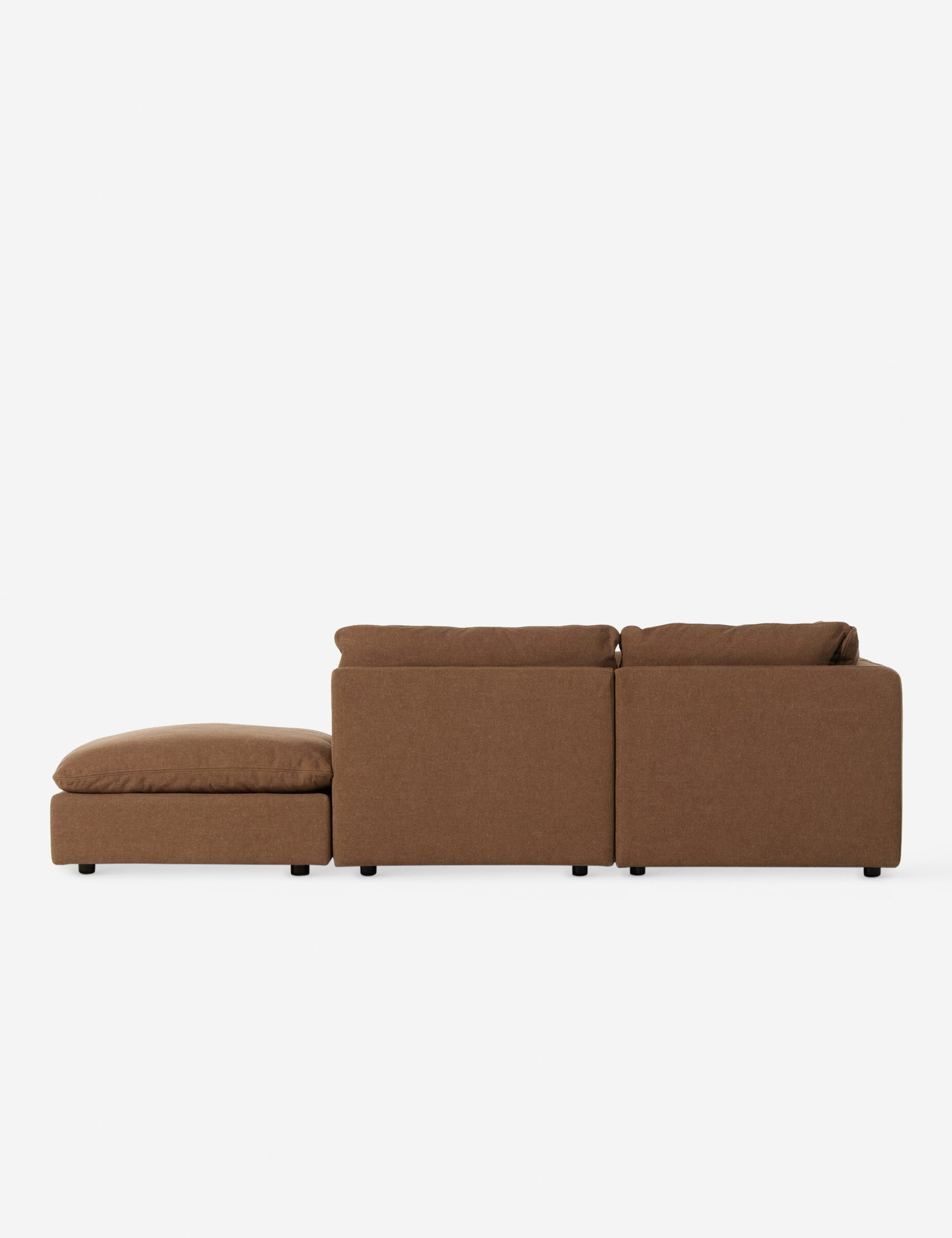 Verbena 4-Piece Sectional Sofa With Ottoman - Brown Performance Linen / Right-Facing