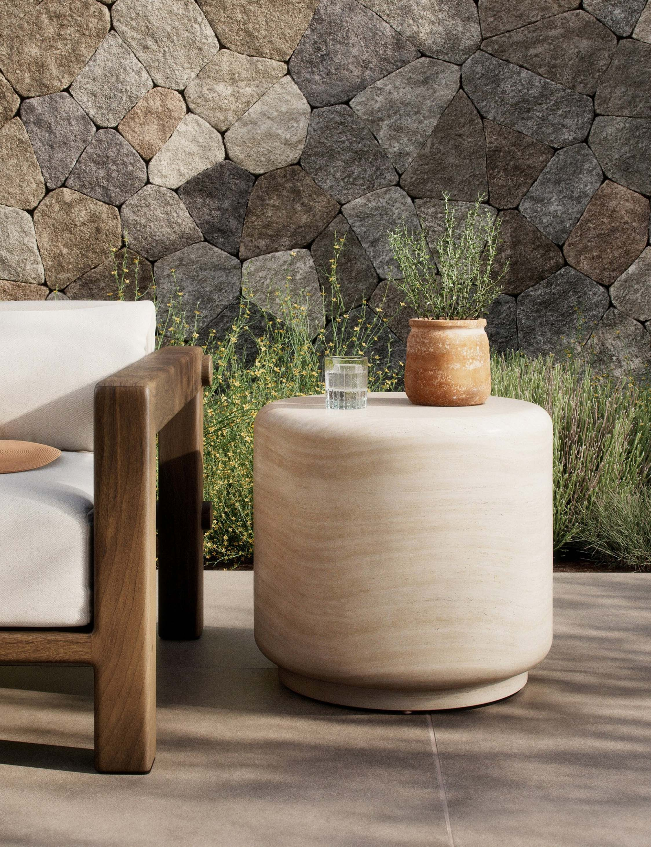 Venetia Indoor / Outdoor Round Side Table by Amber Lewis x Four Hands - Vintage White