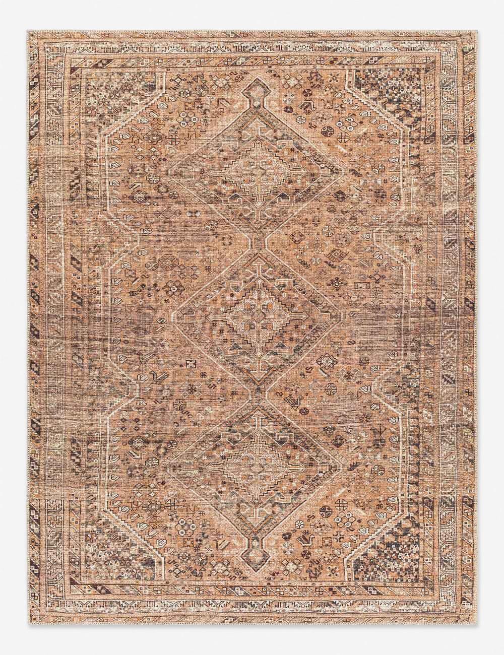 Cade Washable Rug - Orange / 2' x 2'11"