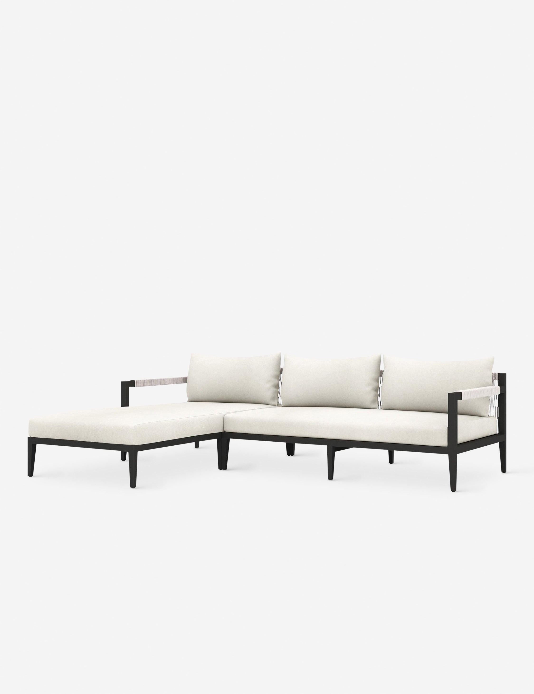 Cadenza Indoor / Outdoor Metal Sectional Sofa - Bronze/Ivory / Left-Facing