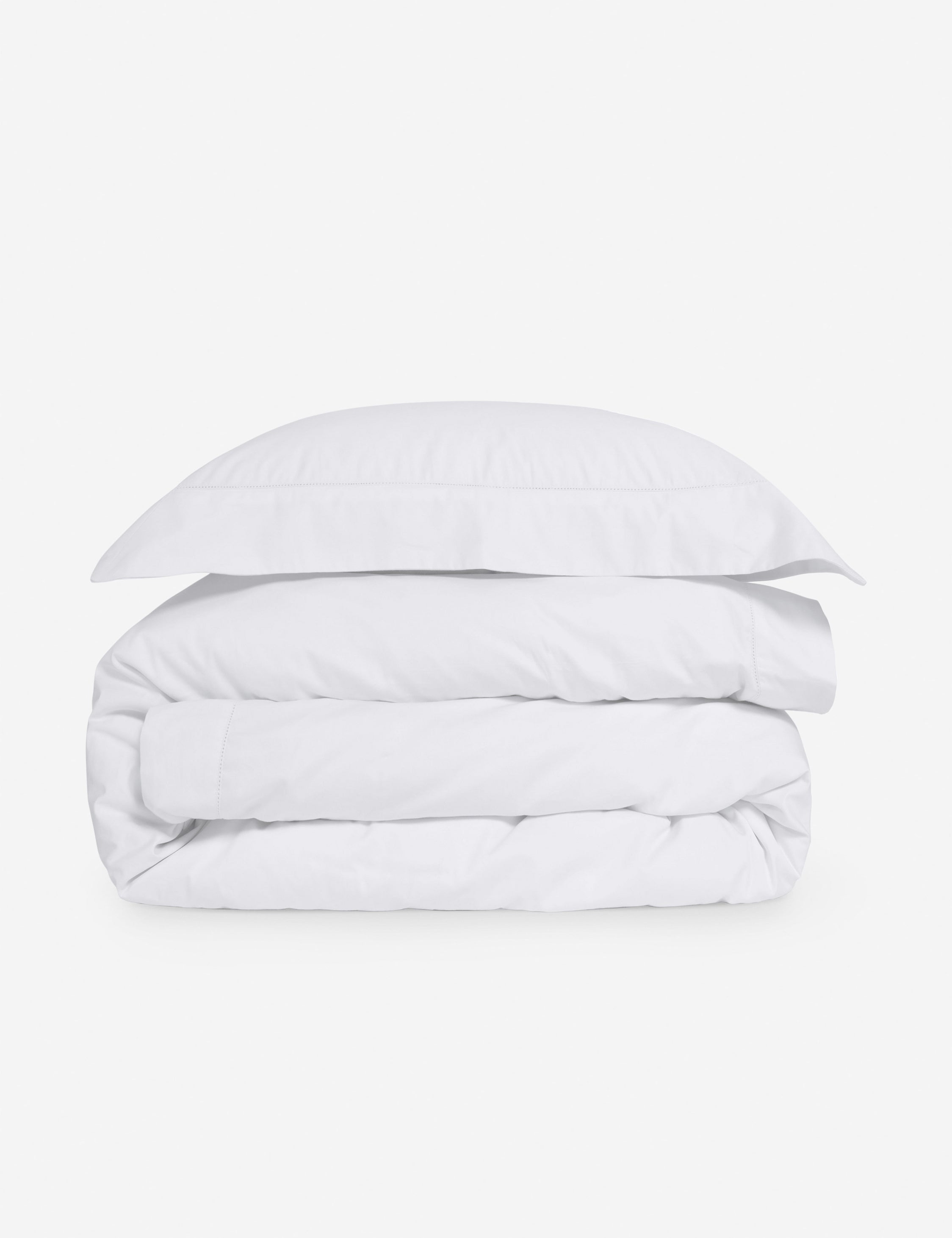 Classico Hemstitch Cotton Sateen Duvet Set by Pom Pom at Home - White / Twin