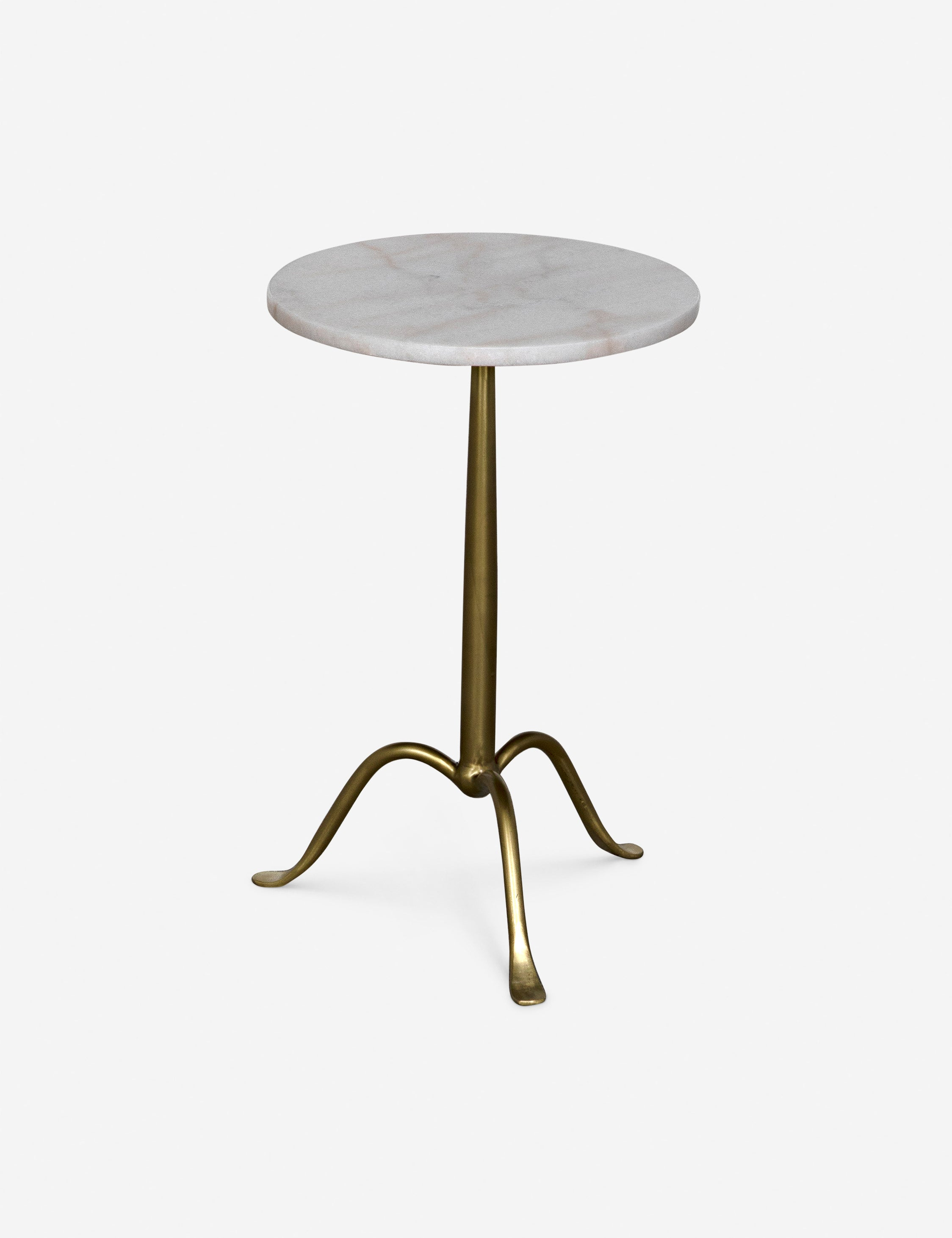 Alfano Round Side Table - Antique Brass and White Marble