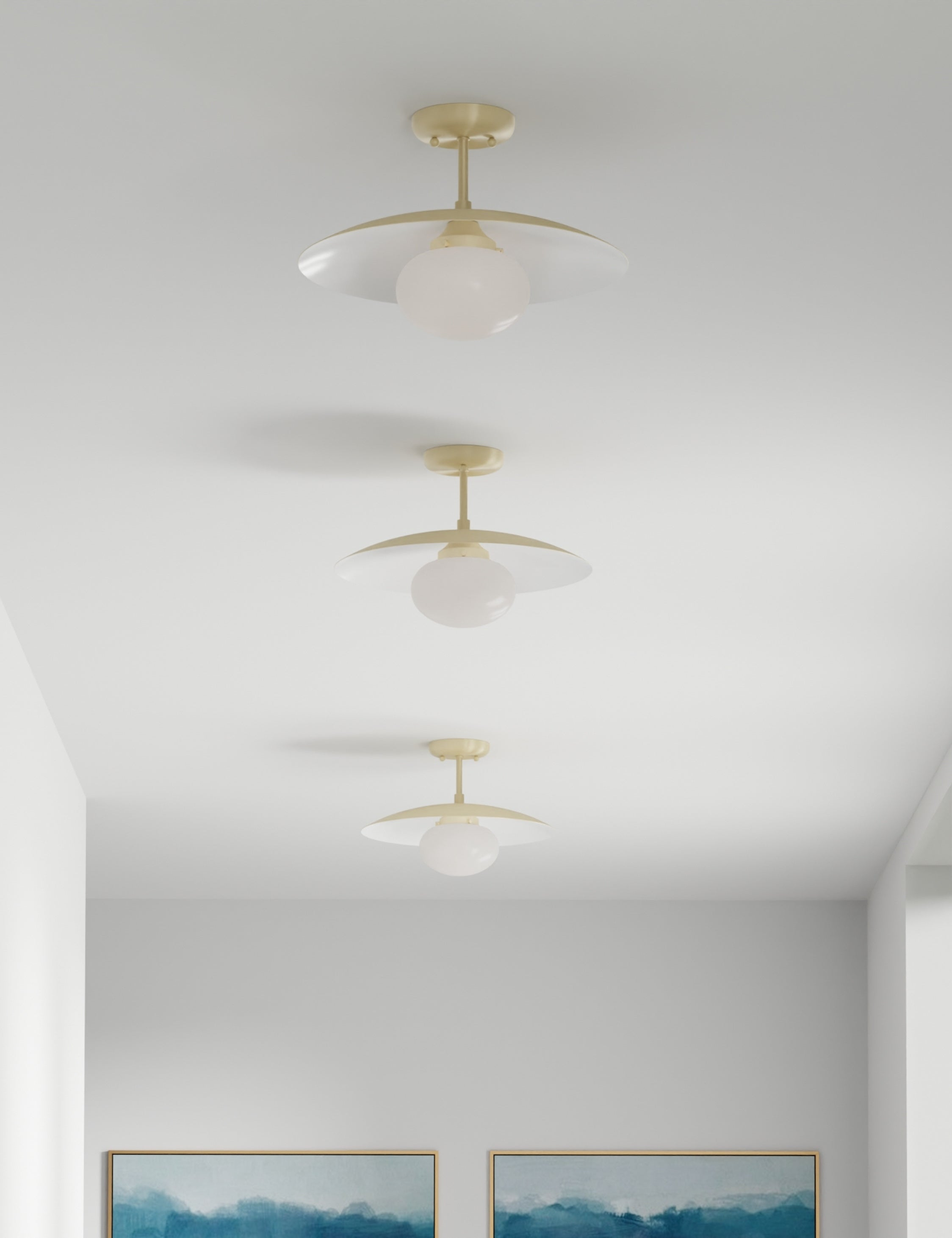 Shah Semi-Flush Mount Light - Brass / 16" Dia