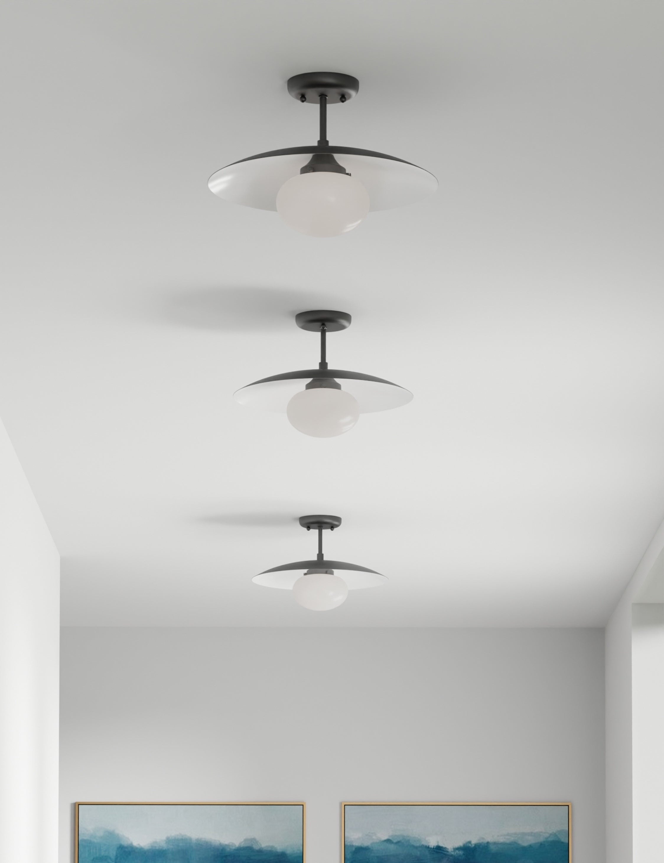 Shah Semi-Flush Mount Light - Black / 16" Dia