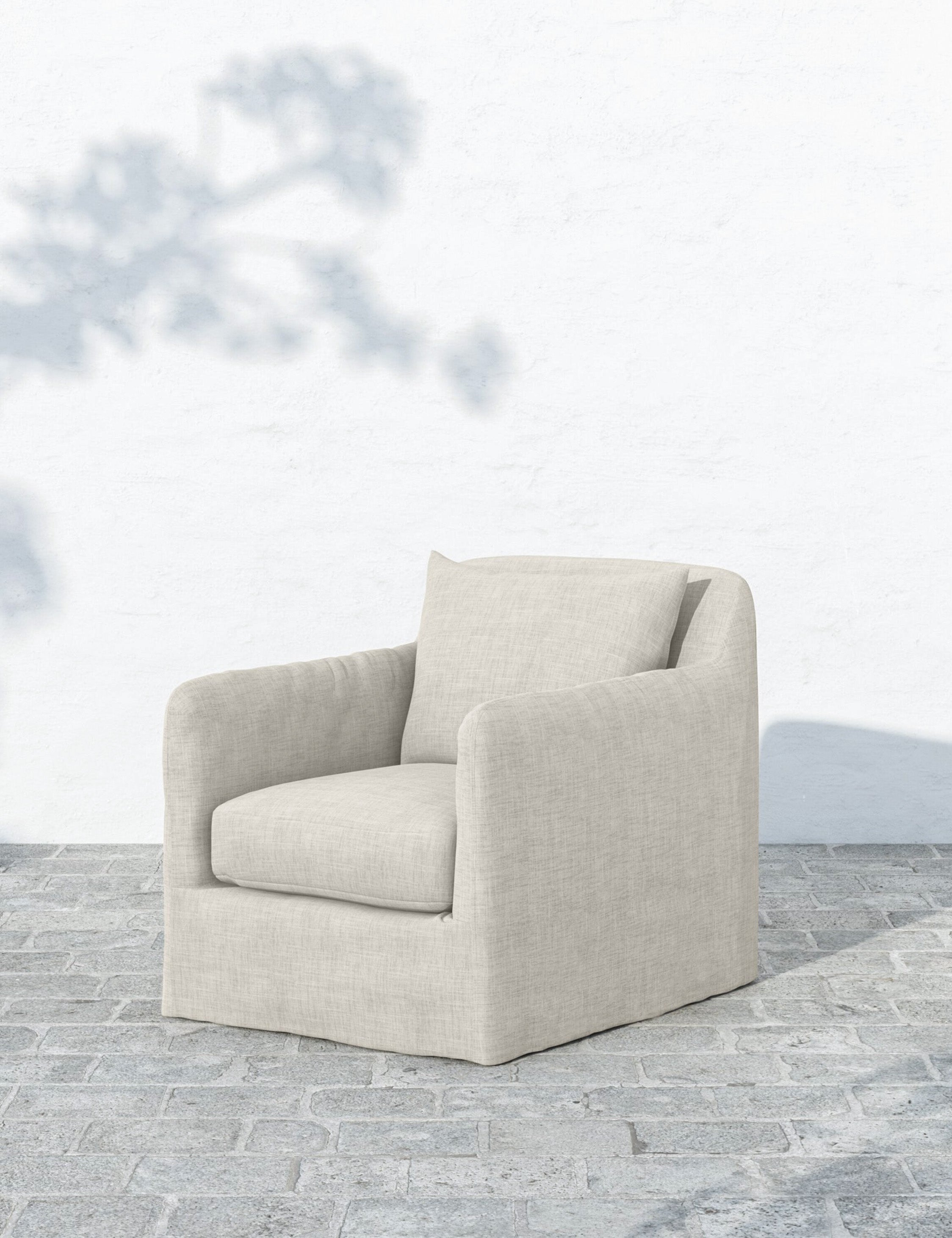 Orlena Outdoor Swivel Chair - Stone Grey