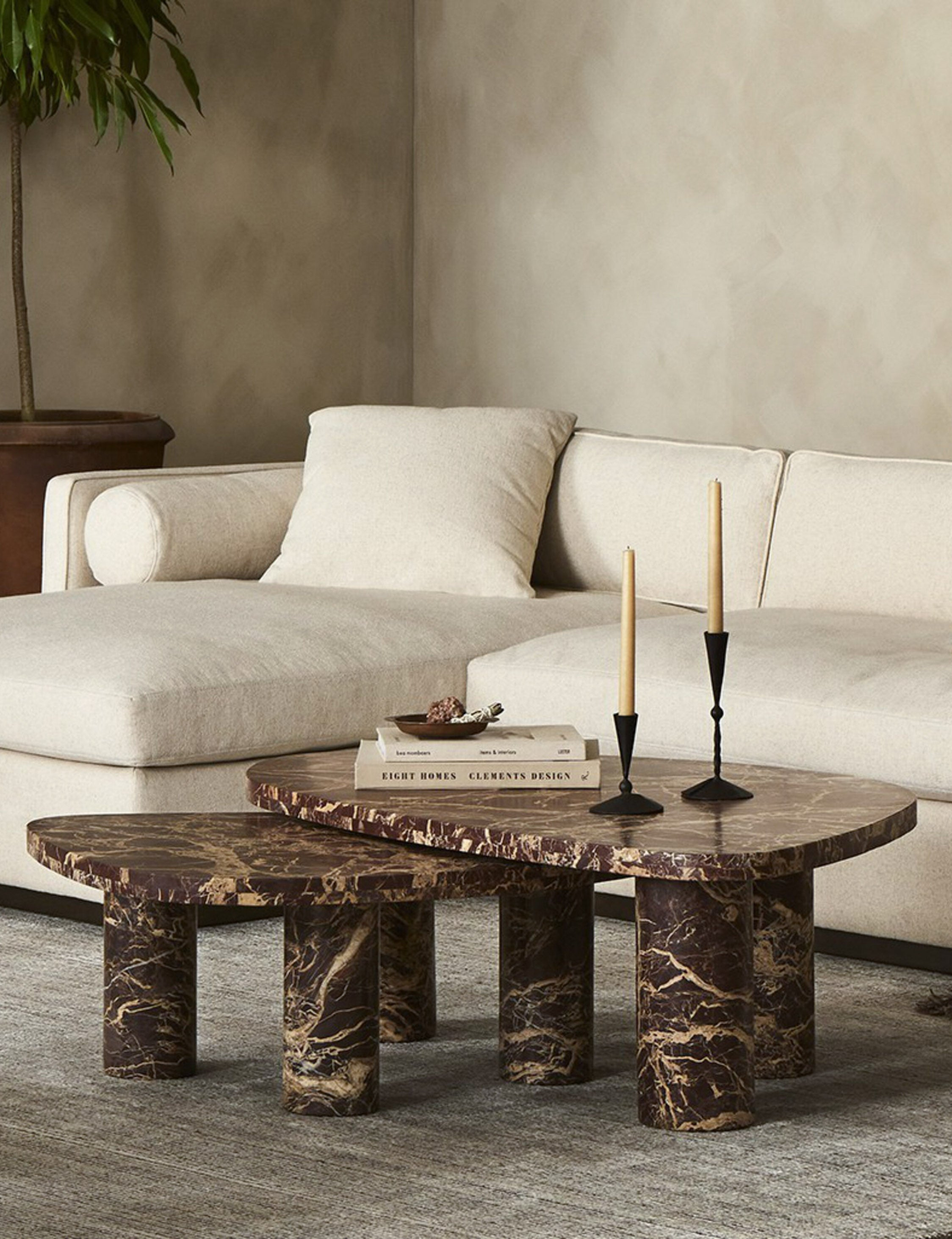 Mariano Nesting Coffee Table (Set of 2) - Merlot Marble
