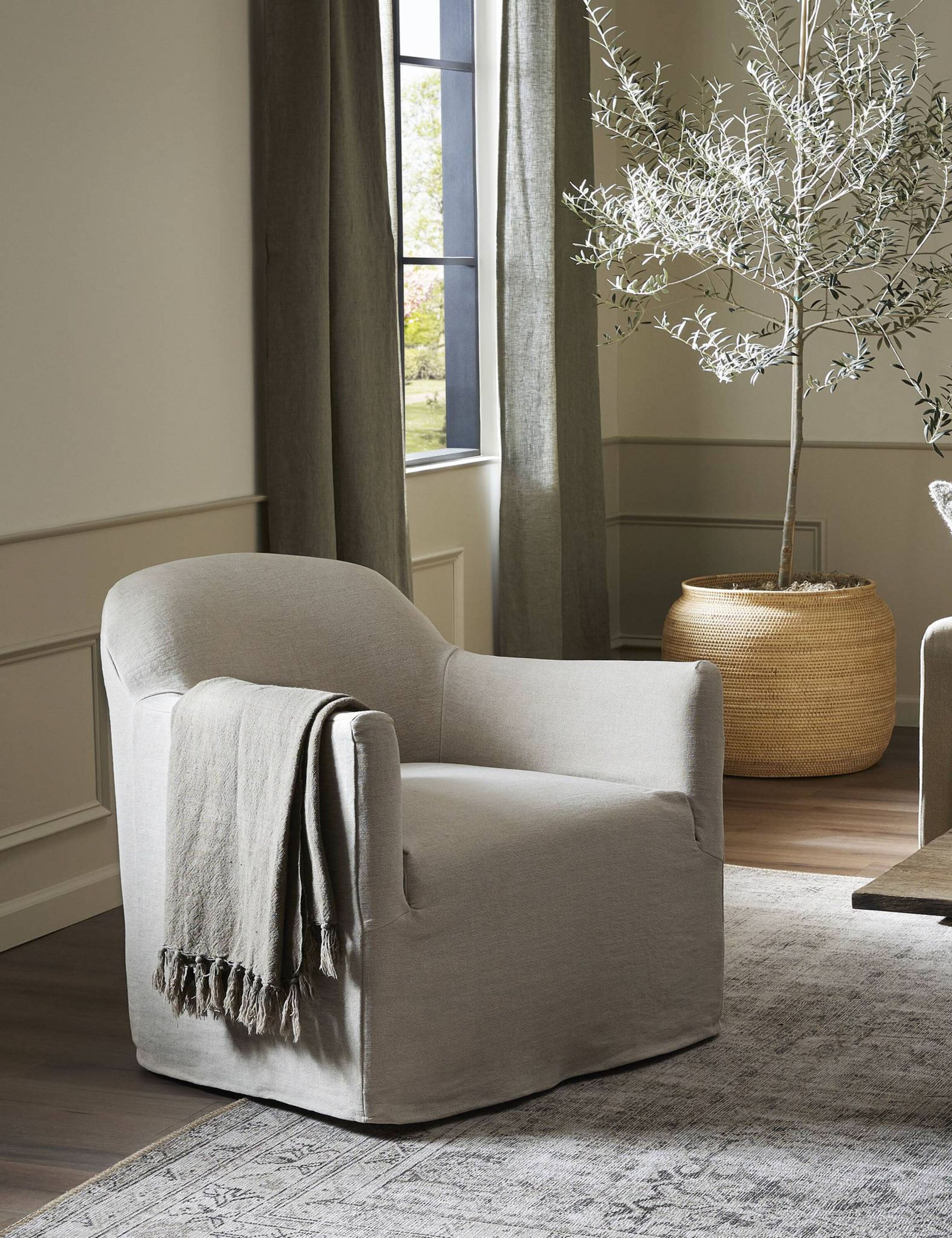 Lowell Slipcover Swivel Chair by Amber Lewis x Four Hands - Dune