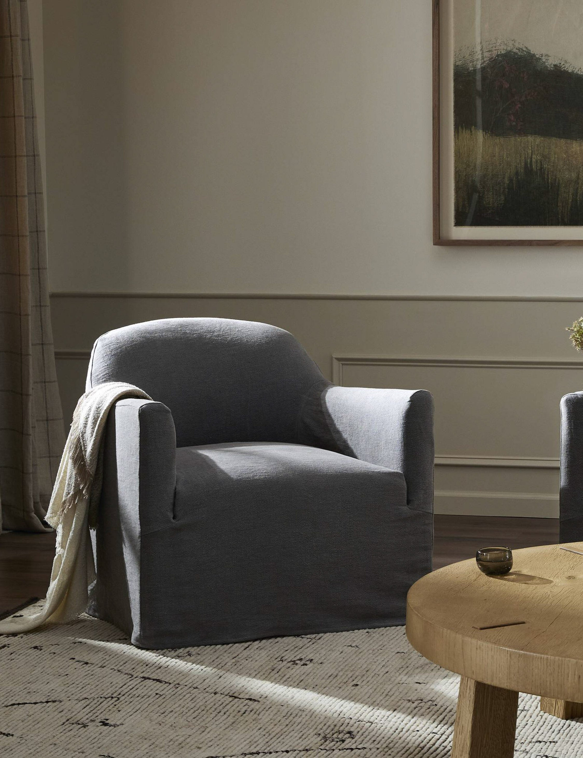 Lowell Slipcover Swivel Chair by Amber Lewis x Four Hands - Denim