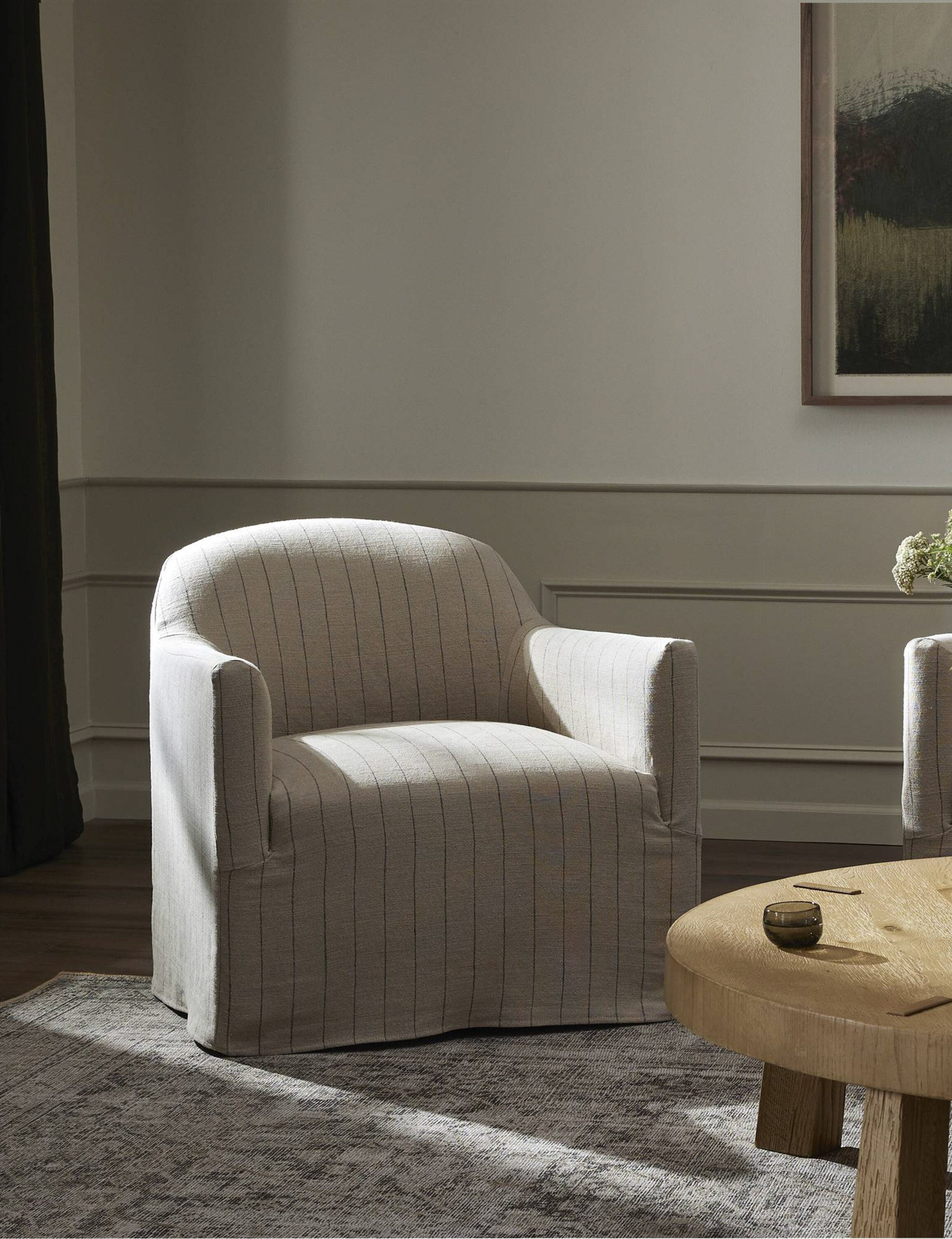 Lowell Slipcover Swivel Chair by Amber Lewis x Four Hands - Flint