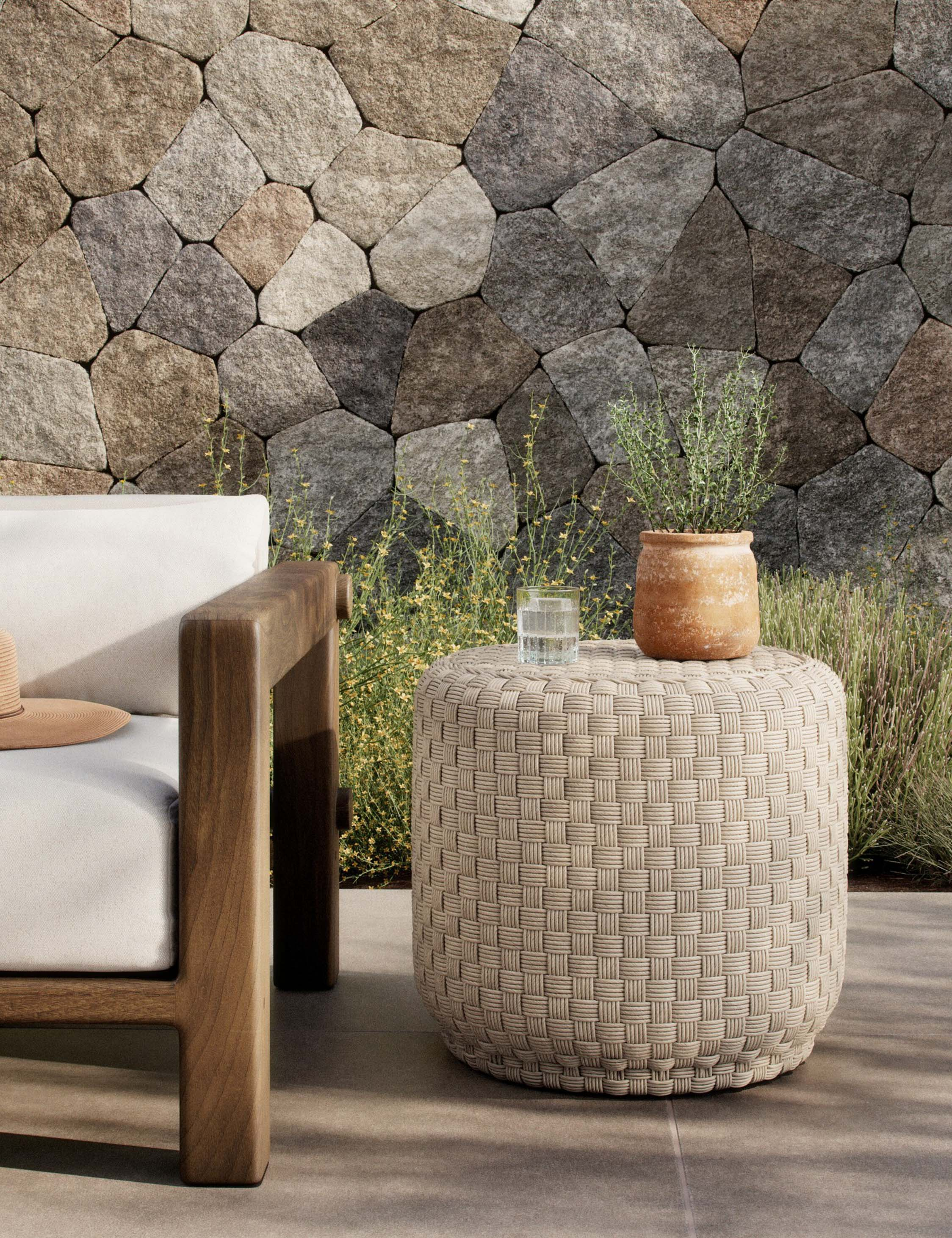 Venetia Indoor / Outdoor Round Side Table by Amber Lewis x Four Hands - Vintage White