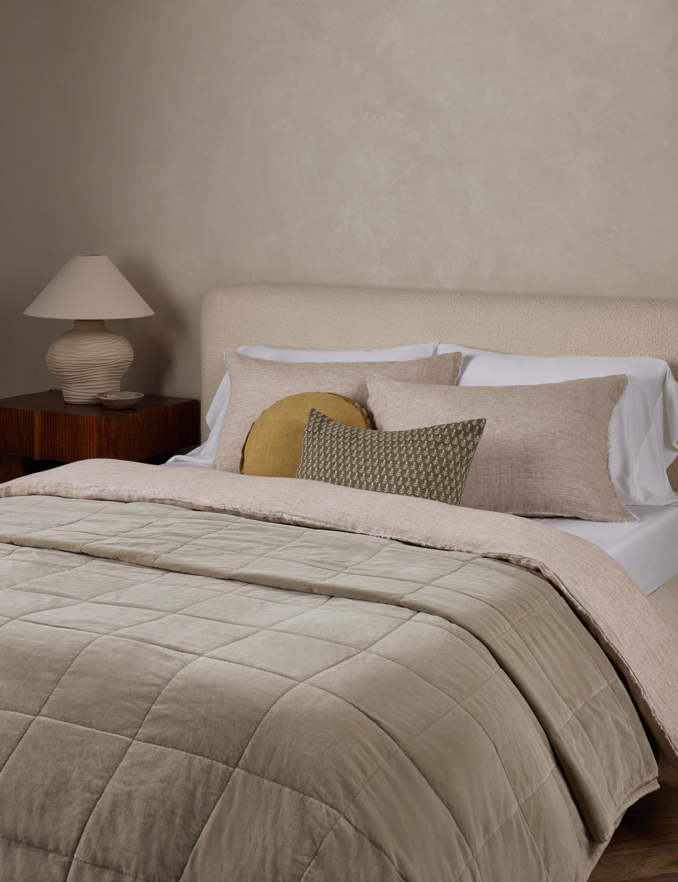 Amsterdam Cotton Velvet Coverlet by Pom Pom at Home - Natural / Queen