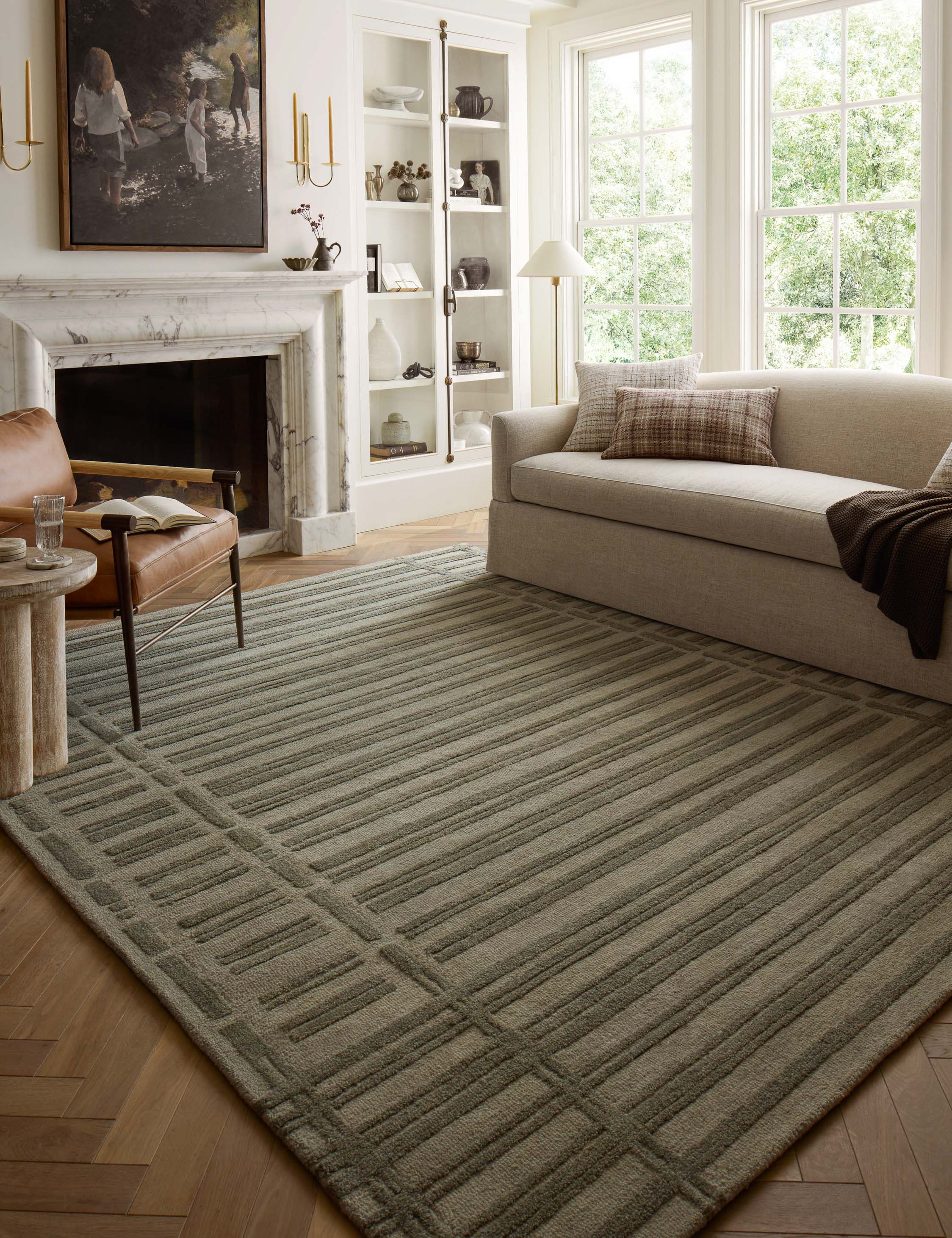 Bradley II Hand-Tufted Wool Rug by Chris Loves Julia x Loloi - Sage and Olive / 2'6" x 7'6" Runner