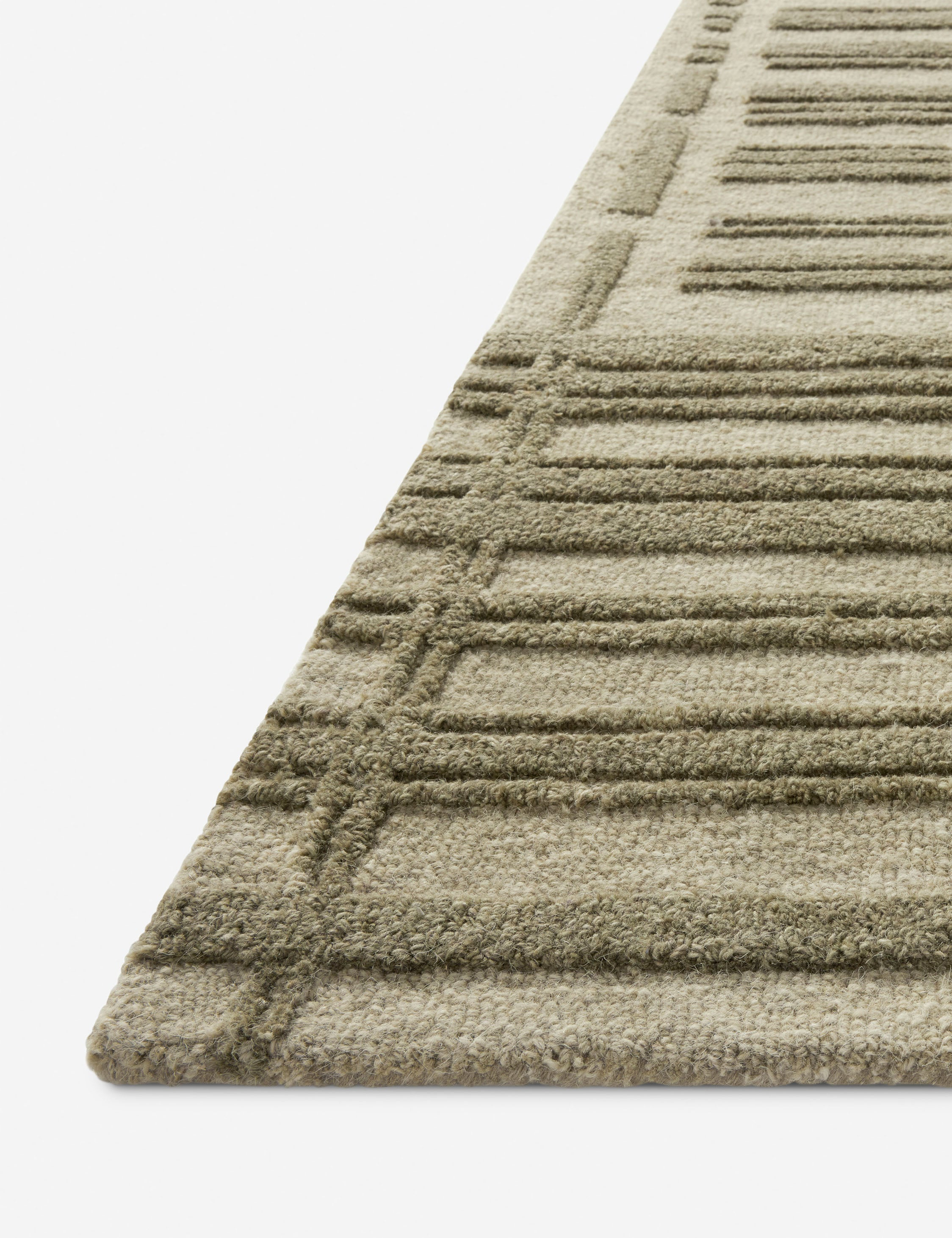 Bradley II Hand-Tufted Wool Rug by Chris Loves Julia x Loloi - Sage and Olive / 2'6" x 7'6" Runner