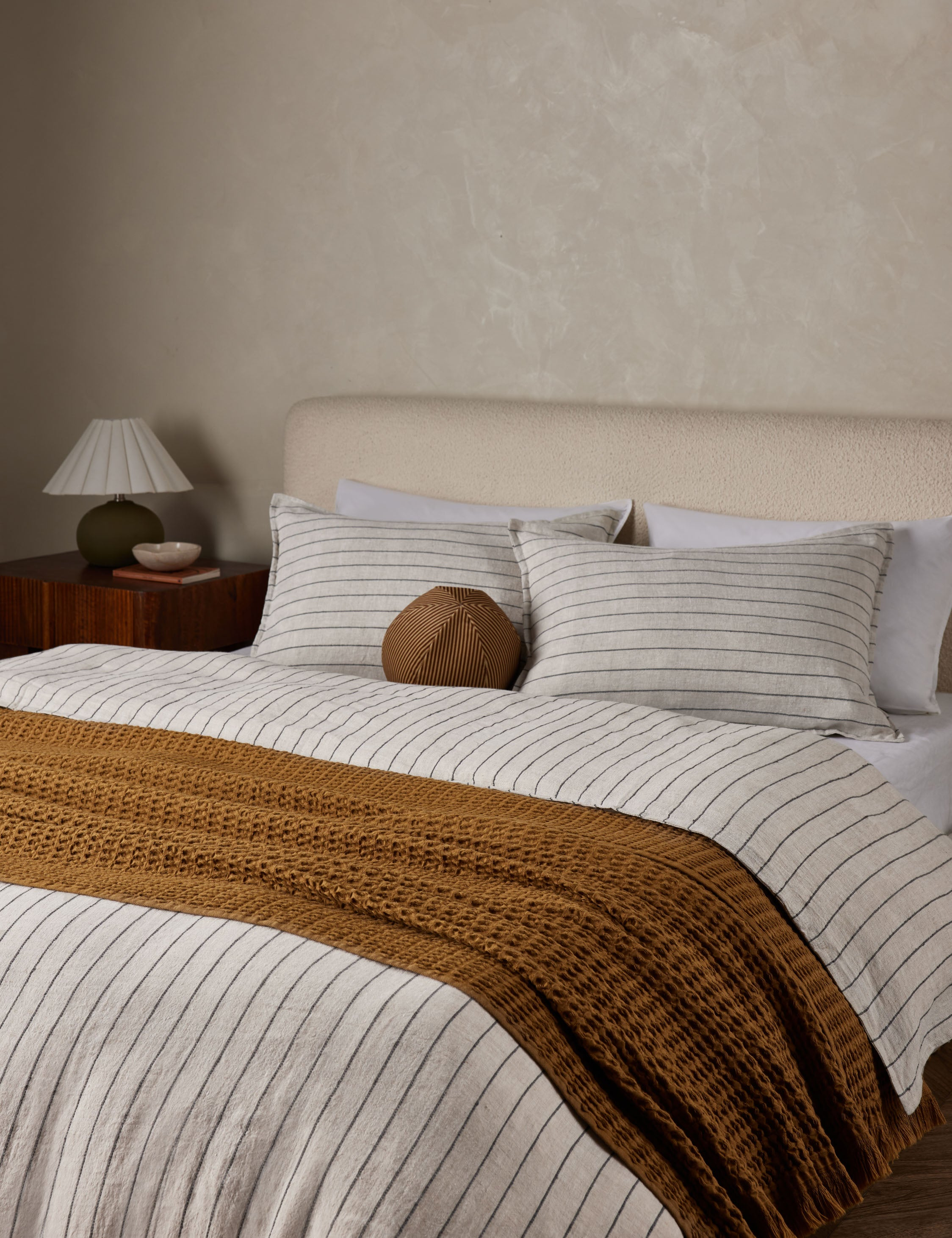 Blake Linen Duvet by Pom Pom at Home - Flax and Midnight / Queen
