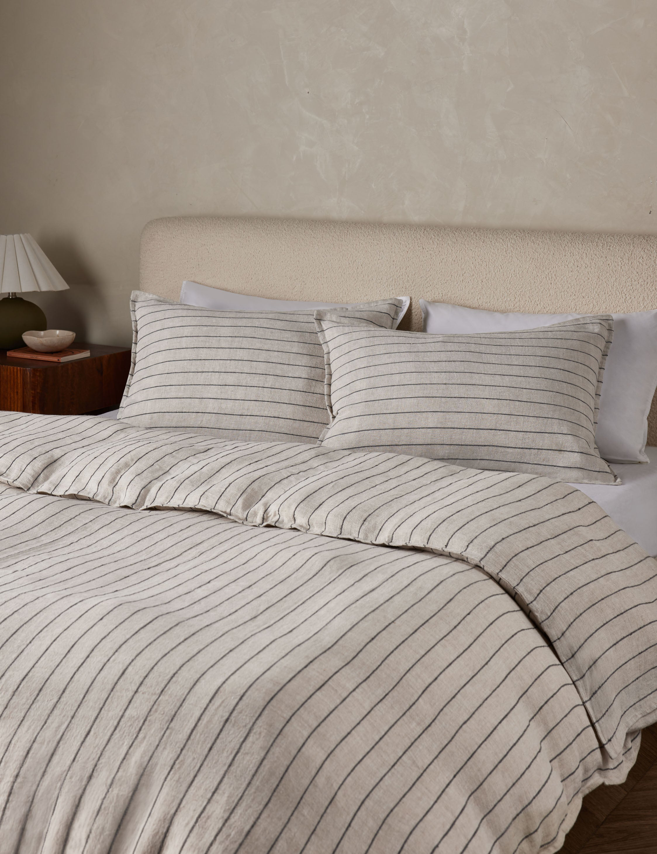 Blake Linen Sham by Pom Pom at Home - Flax and Midnight / Standard
