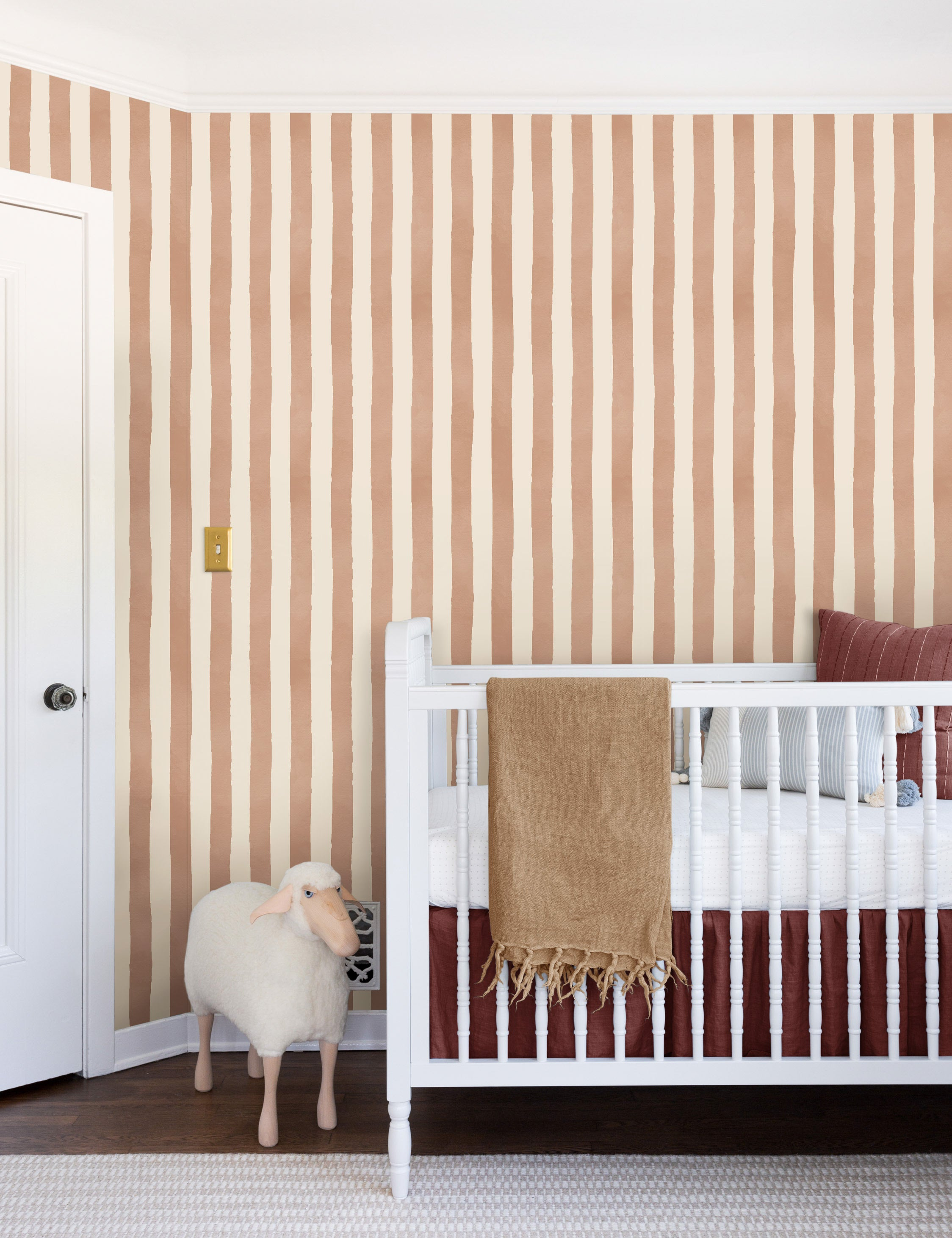 Painterly Stripe Wallpaper by Sarah Sherman Samuel - Blush