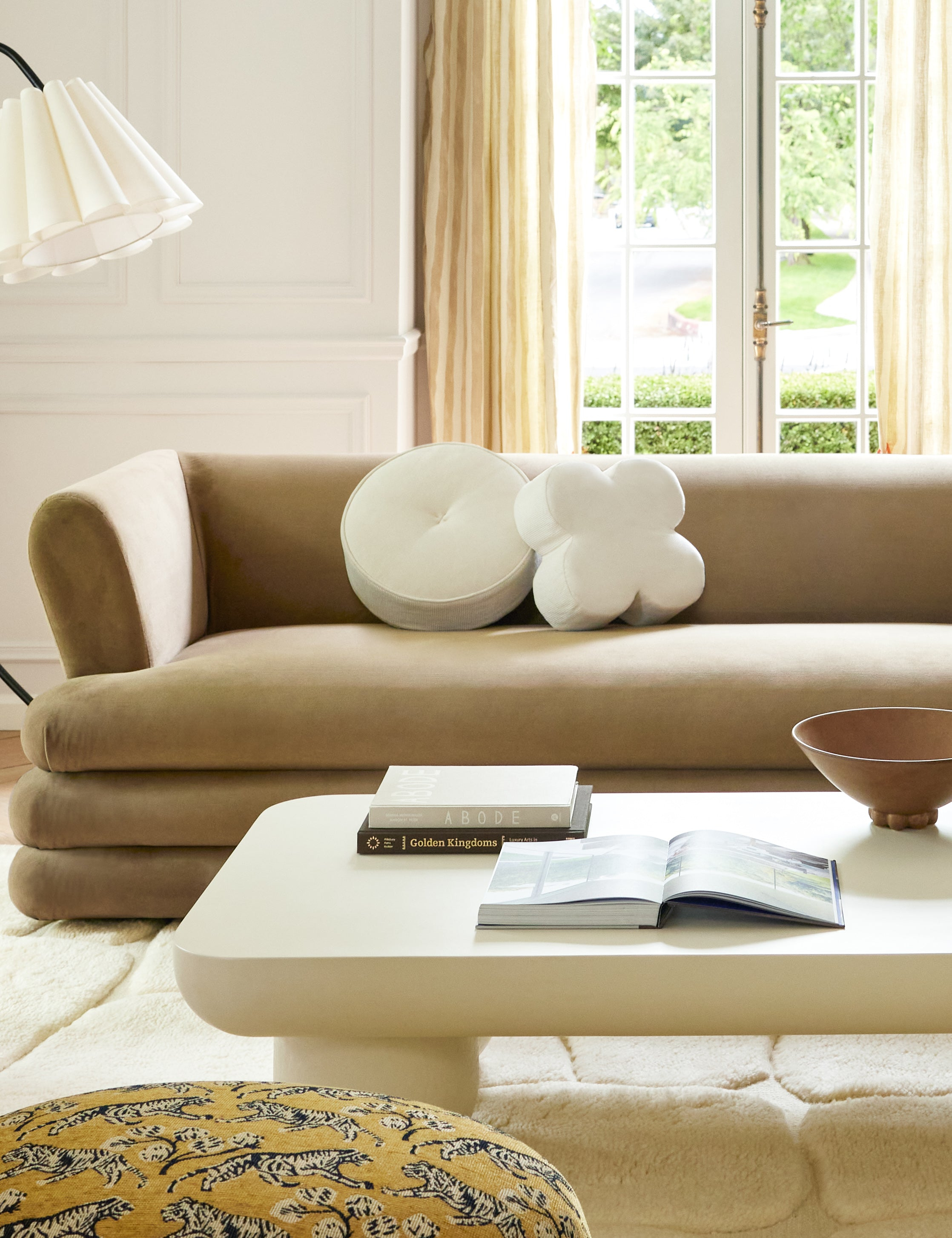 Velvet Clover Pillow by Sarah Sherman Samuel - Ivory