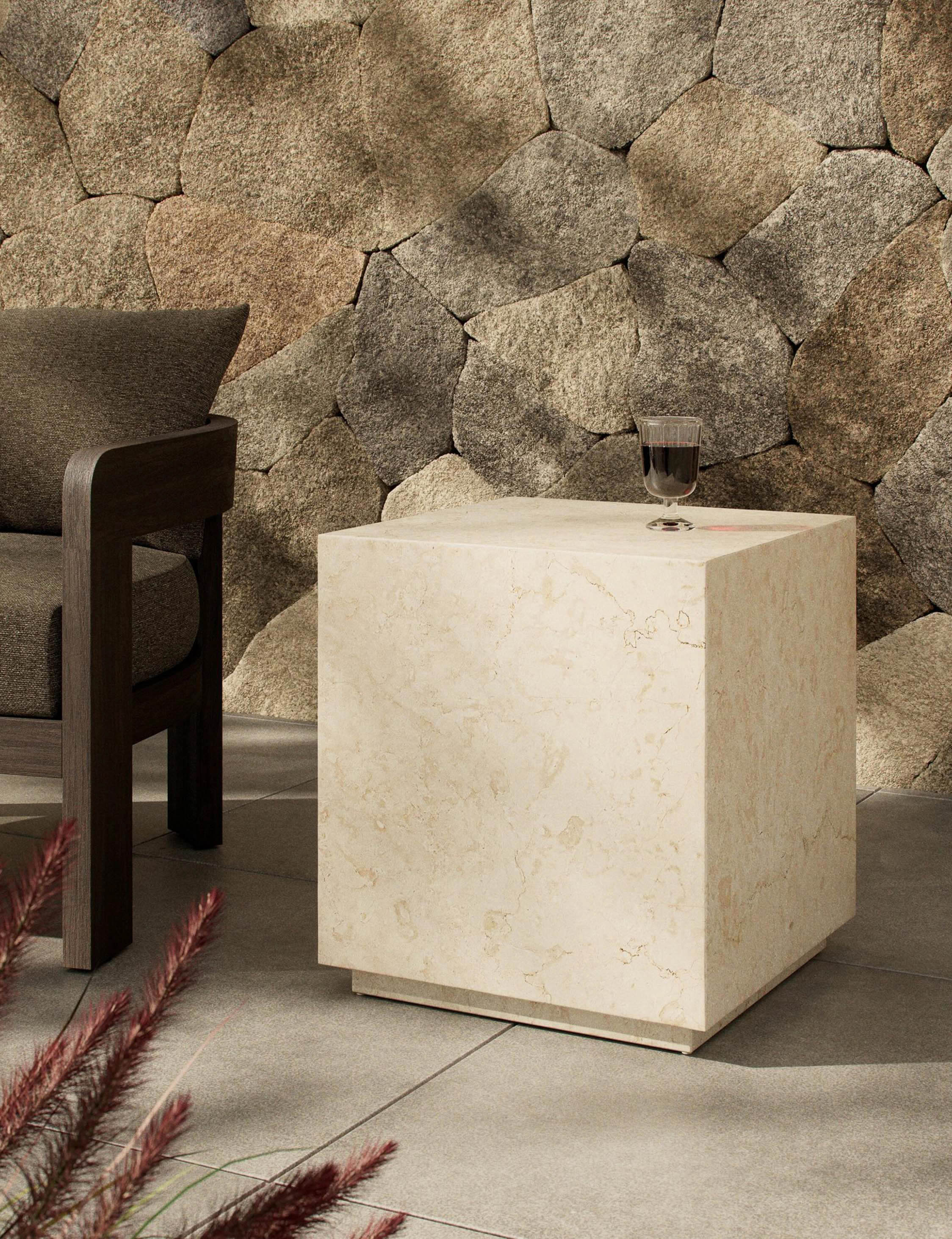 Alber Indoor / Outdoor Side Table - Cream Marble