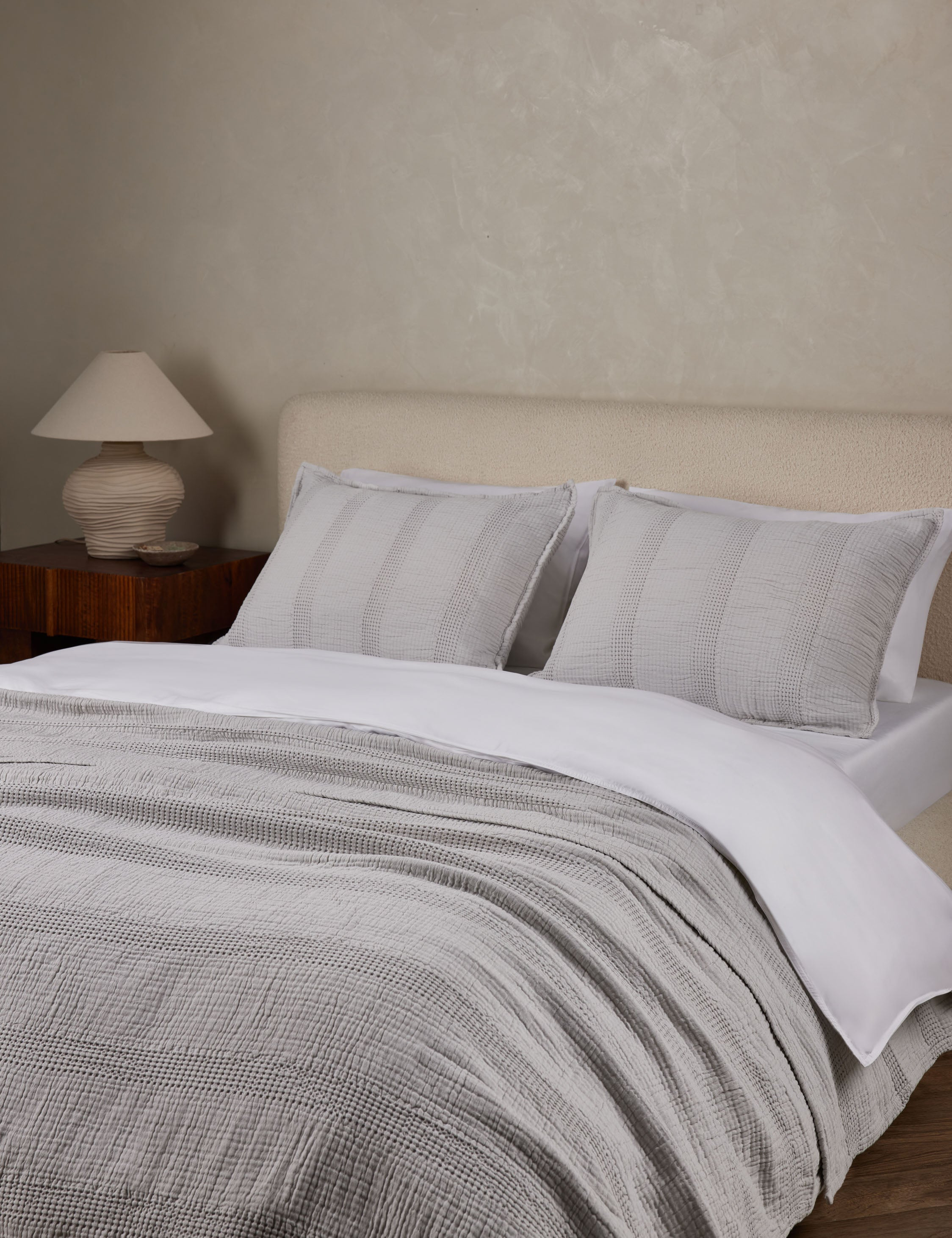 Nantucket Cotton Matelassé Coverlet by Pom Pom at Home - Grey / King