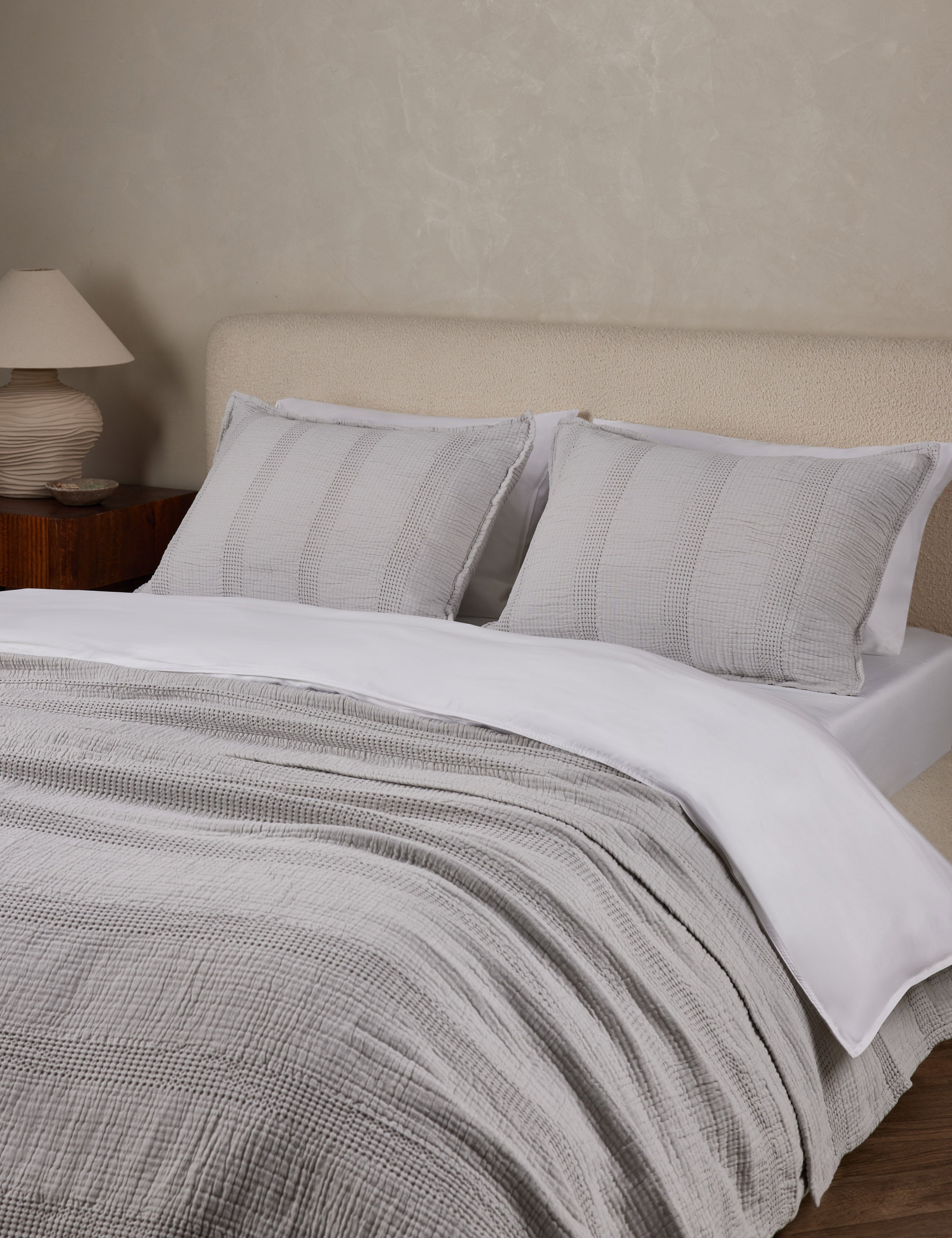 Nantucket Cotton Matelassé Sham by Pom Pom at Home - Grey / Standard