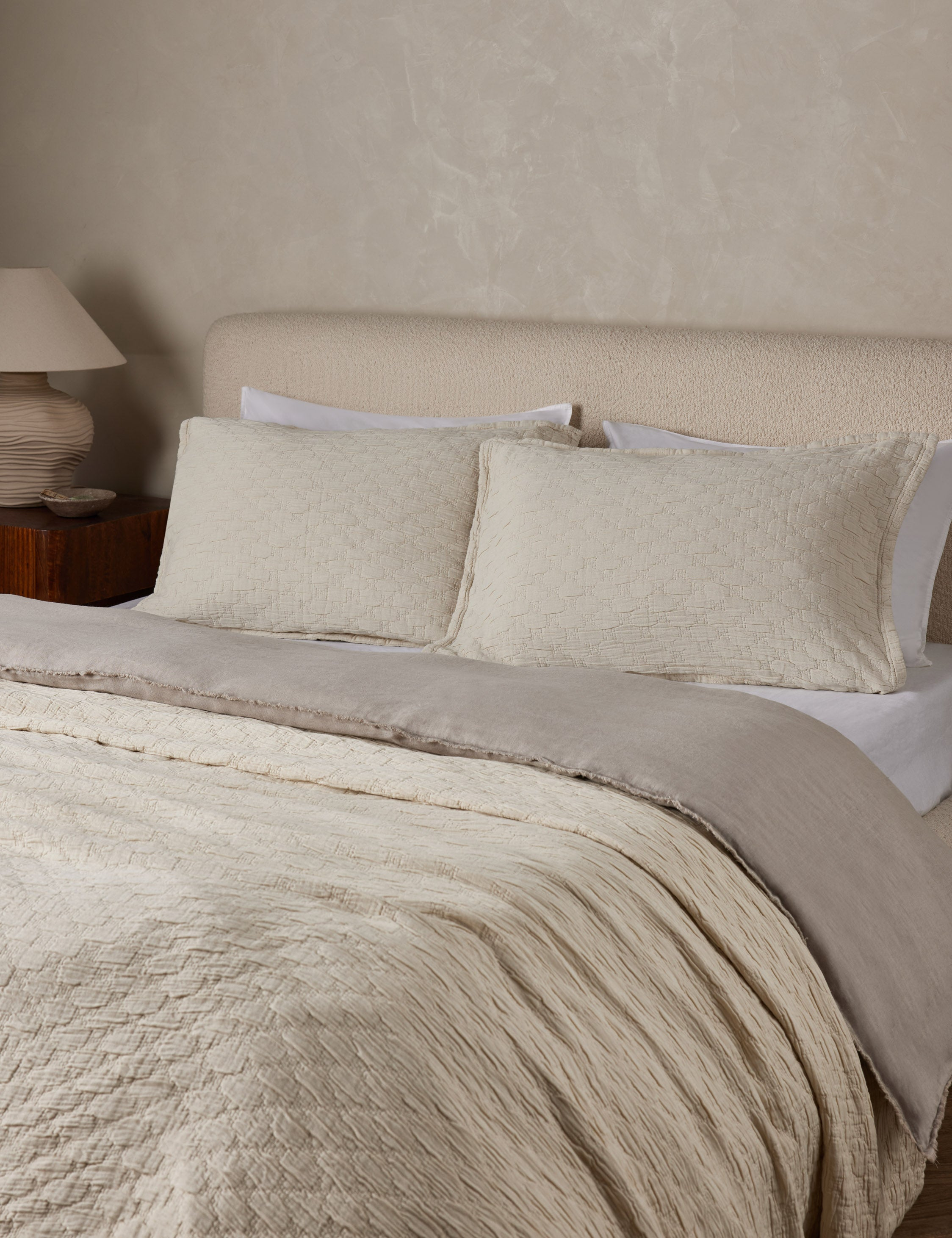 Ojai Cotton Matelassé Sham by Pom Pom at Home - Greige / King