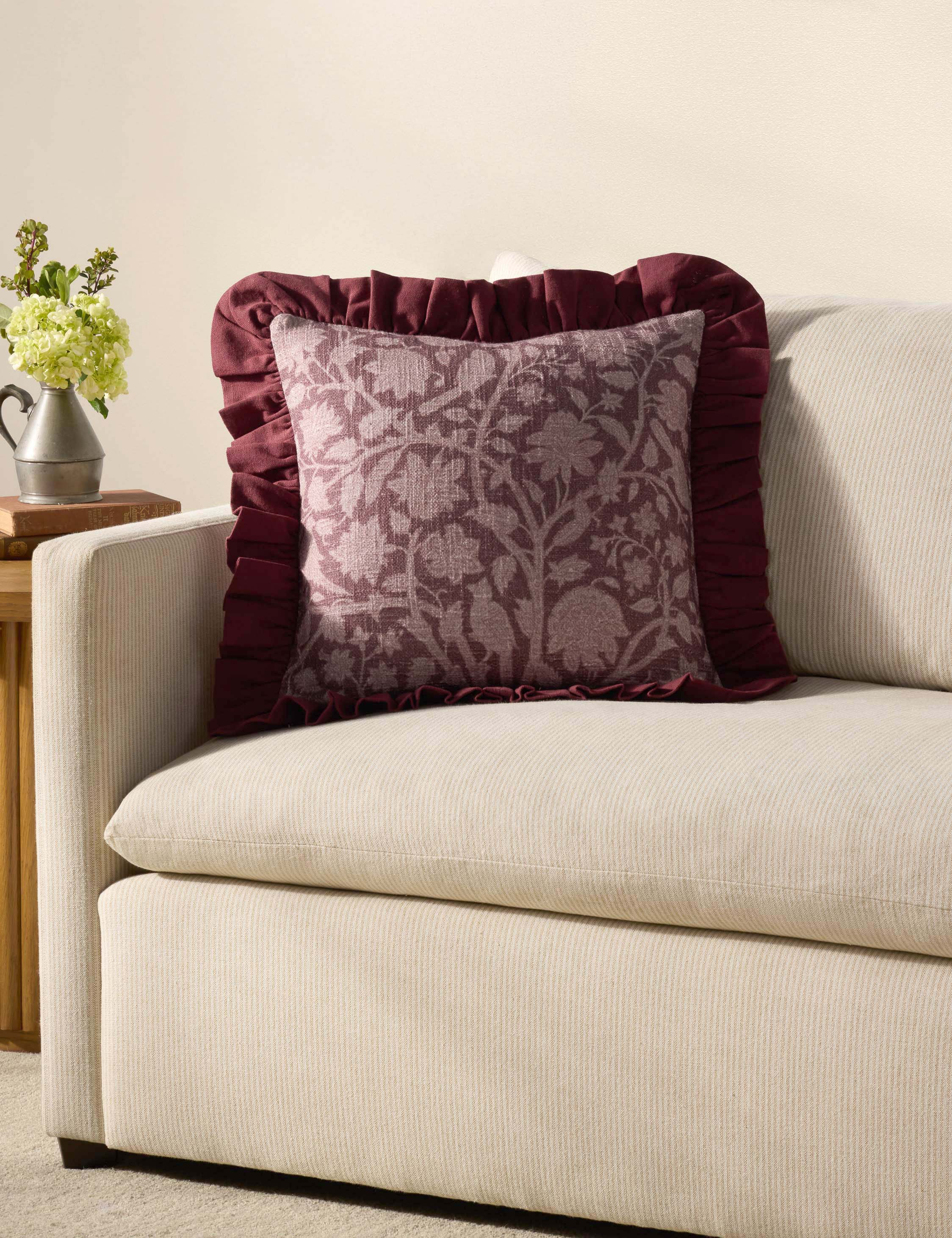 Kathleen Pillow by Chris Loves Julia x Loloi - Wine / 18" x 18" / Polyester