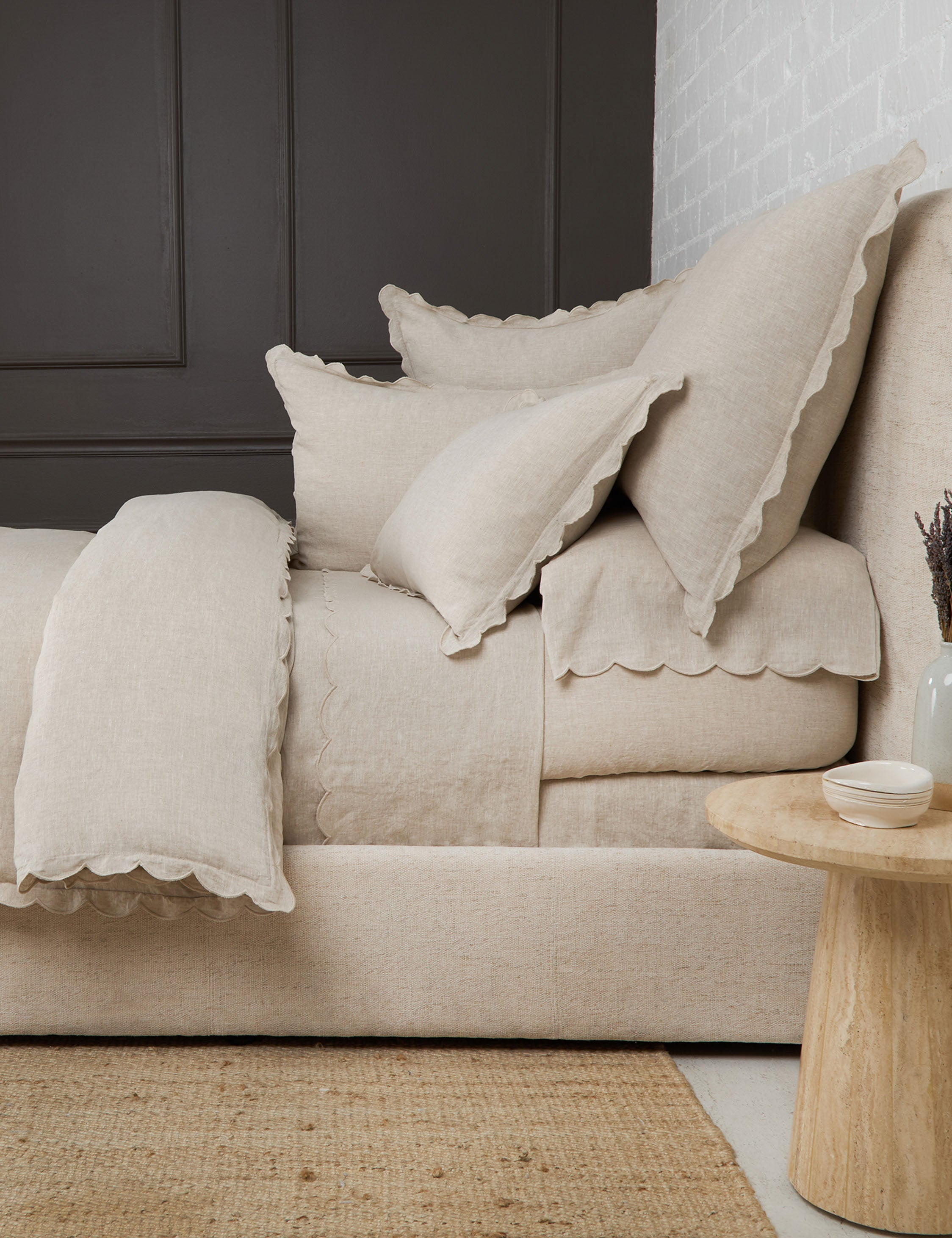 Kelly Linen Duvet Cover by Pom Pom At Home - Flax / Queen