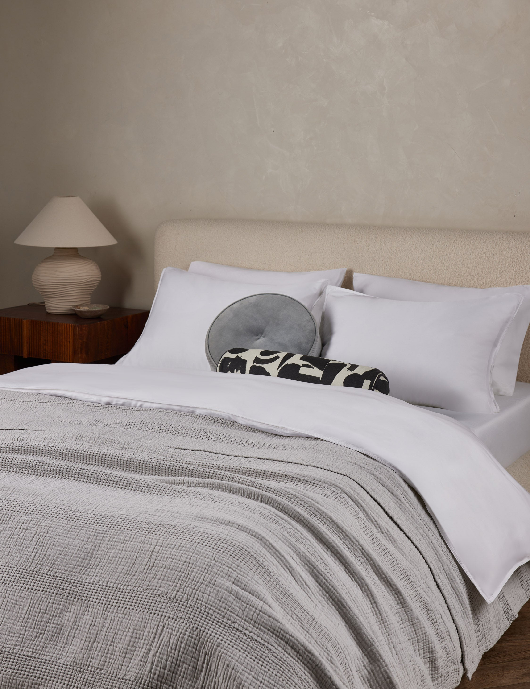 Nantucket Cotton Matelassé Coverlet by Pom Pom at Home - Grey / King