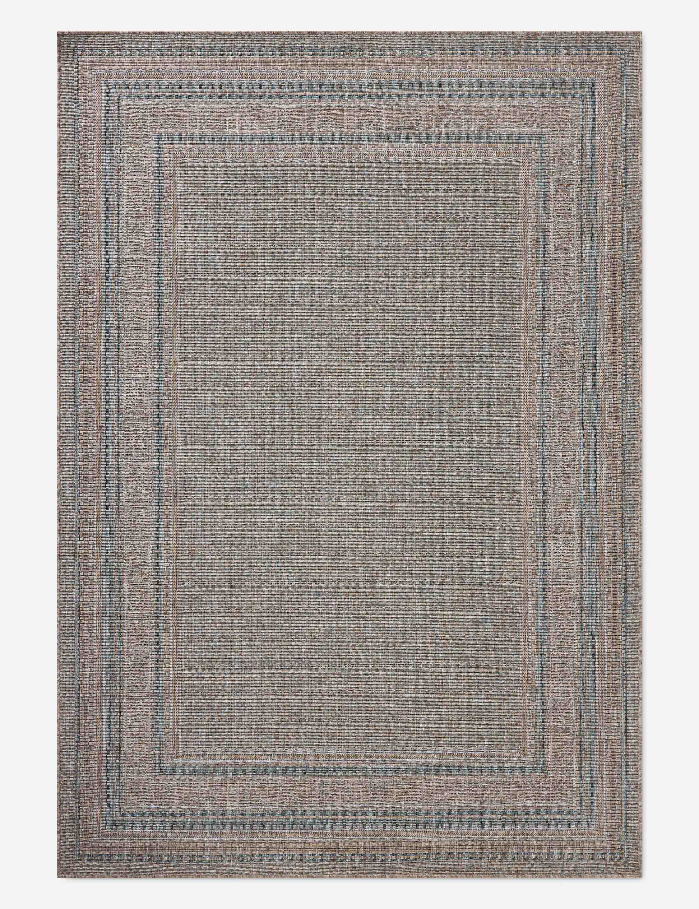 Topanga III Indoor / Outdoor Rug by Amber Lewis x Loloi - Natural and Teal / 6'7" x 9'4"