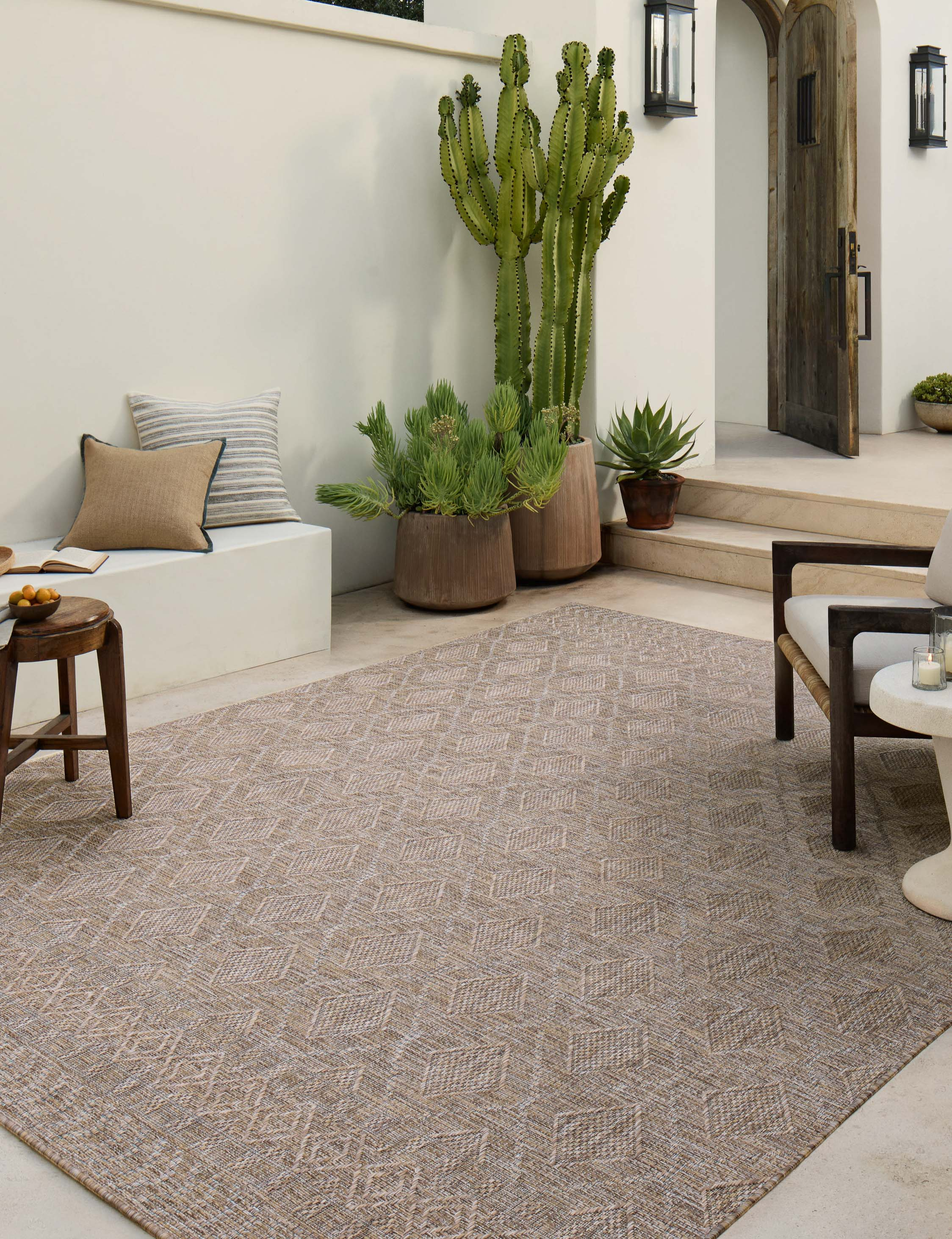 Topanga II Indoor / Outdoor Rug by Amber Lewis x Loloi - Natural and Mist / 3'11" x 5'11"