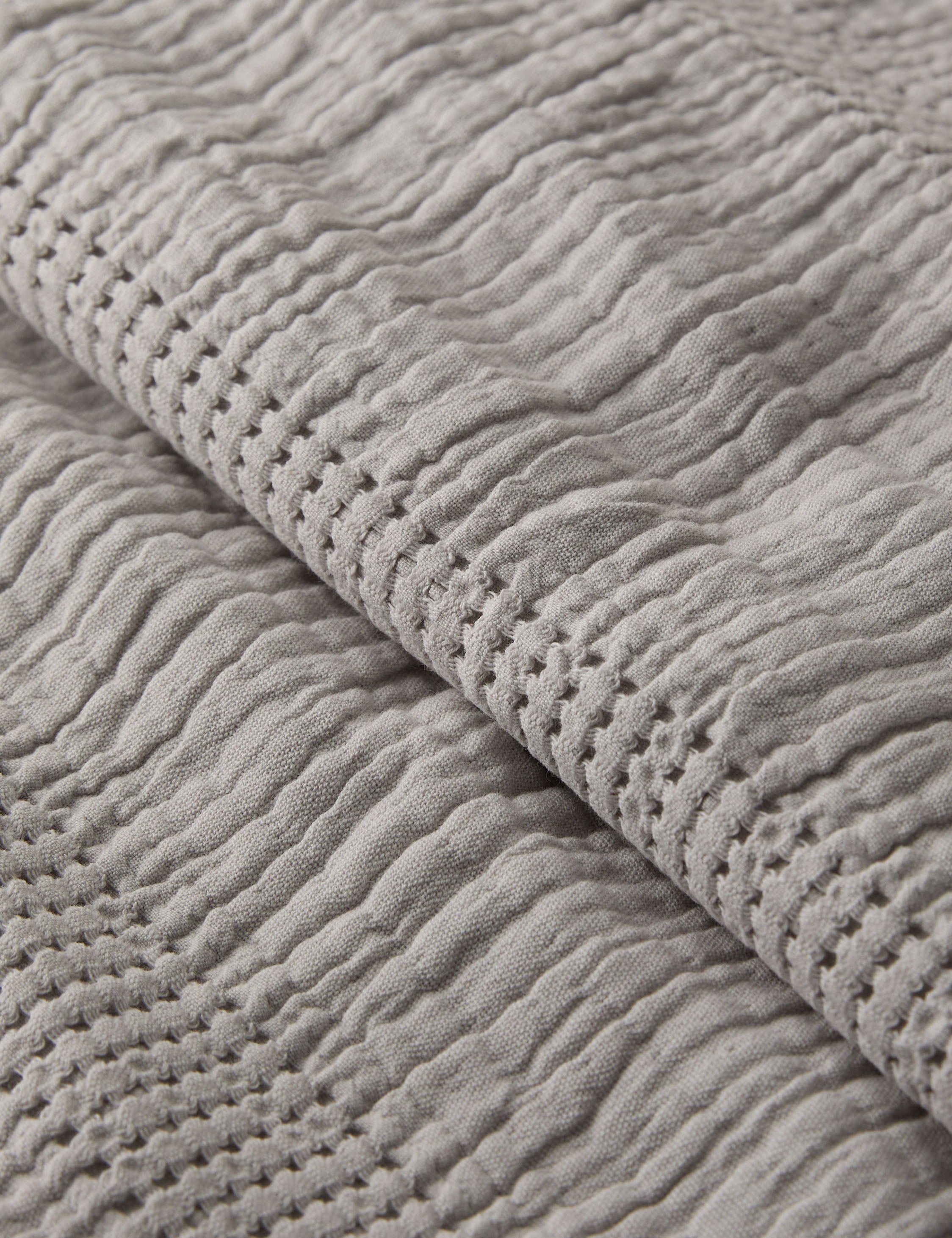 Nantucket Cotton Matelassé Coverlet by Pom Pom at Home - Grey / Queen