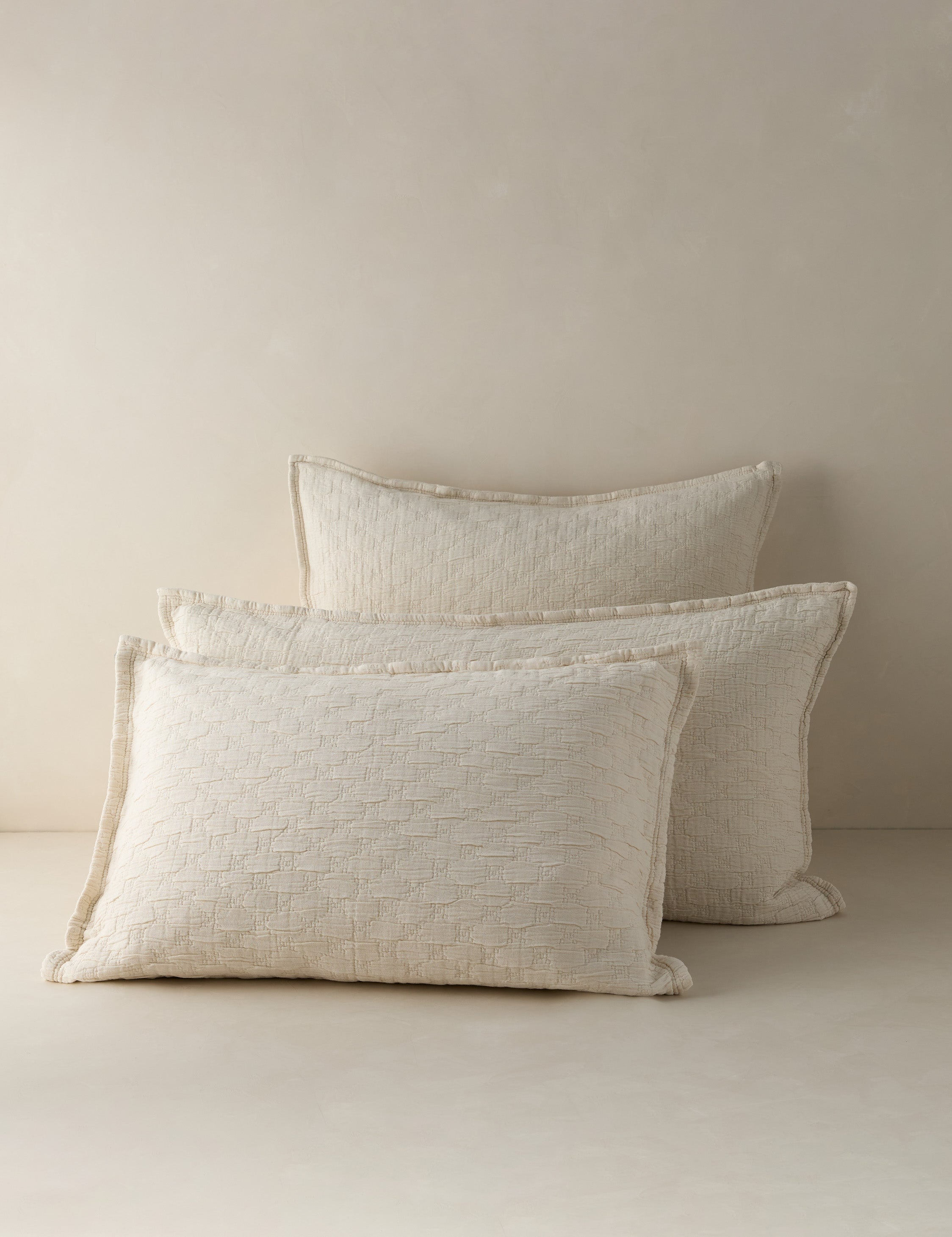 Ojai Cotton Matelassé Sham by Pom Pom at Home - Greige / King