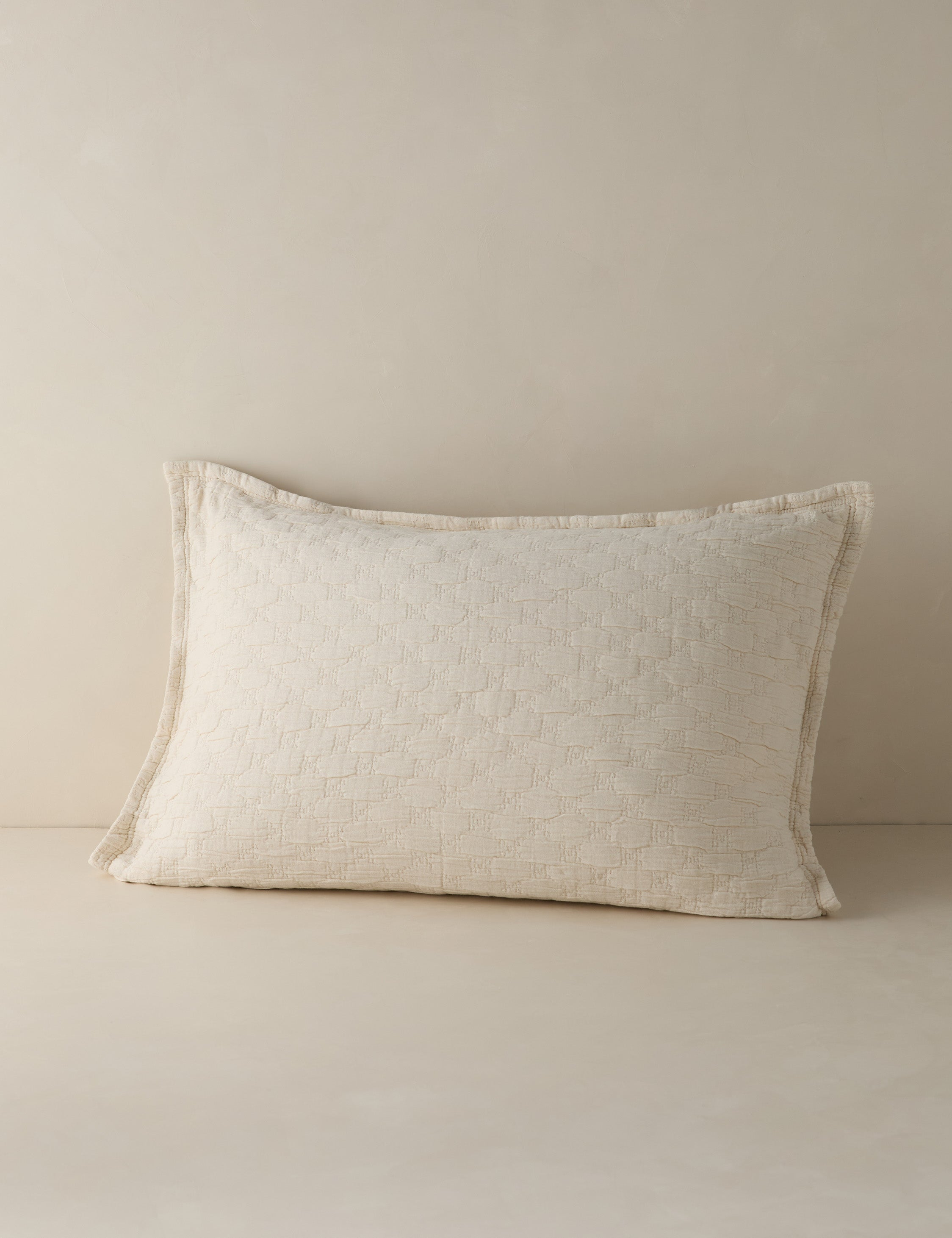 Ojai Cotton Matelassé Sham by Pom Pom at Home - Greige / King