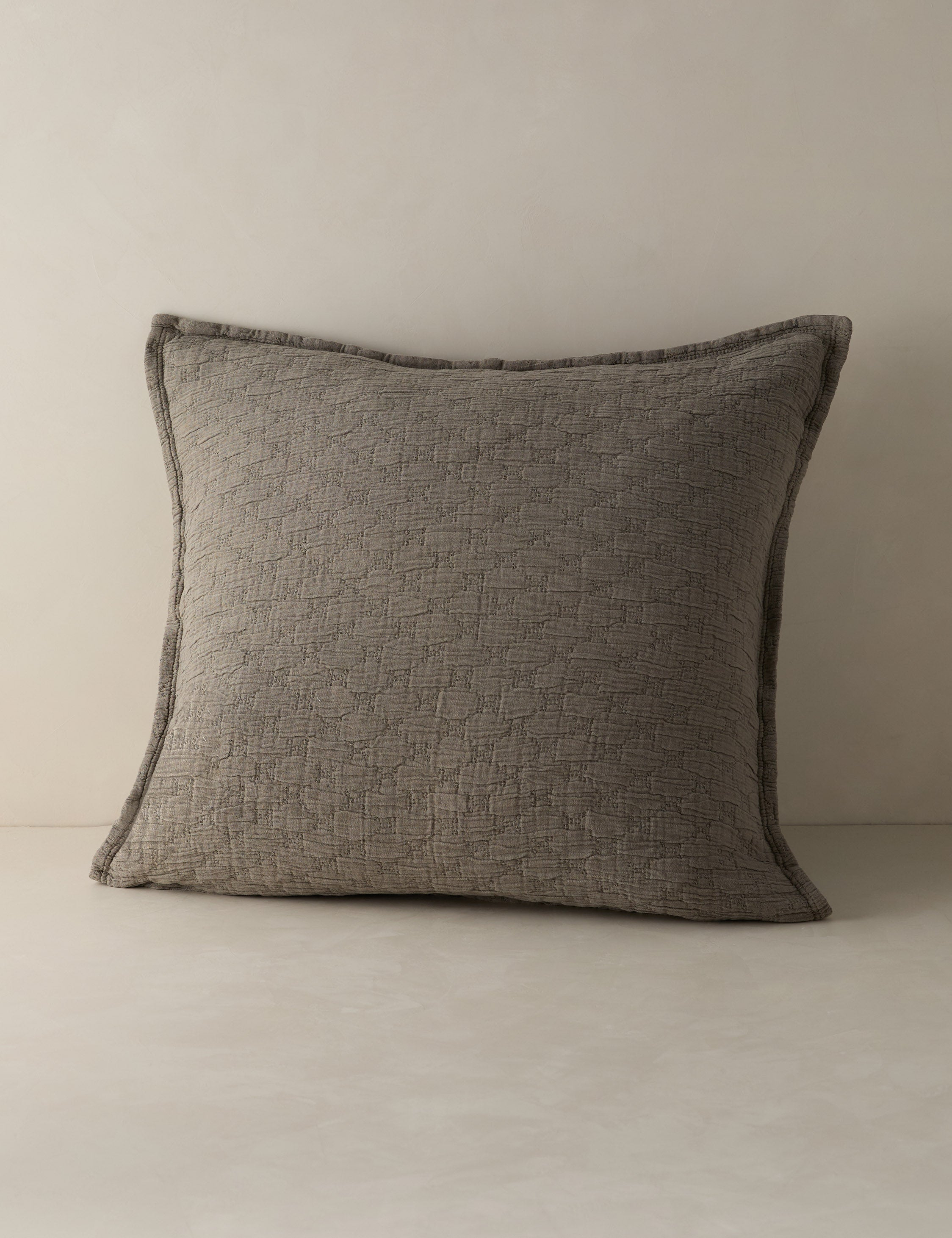 Ojai Cotton Matelasse Euro Sham by Pom Pom at Home - Pebble / Euro