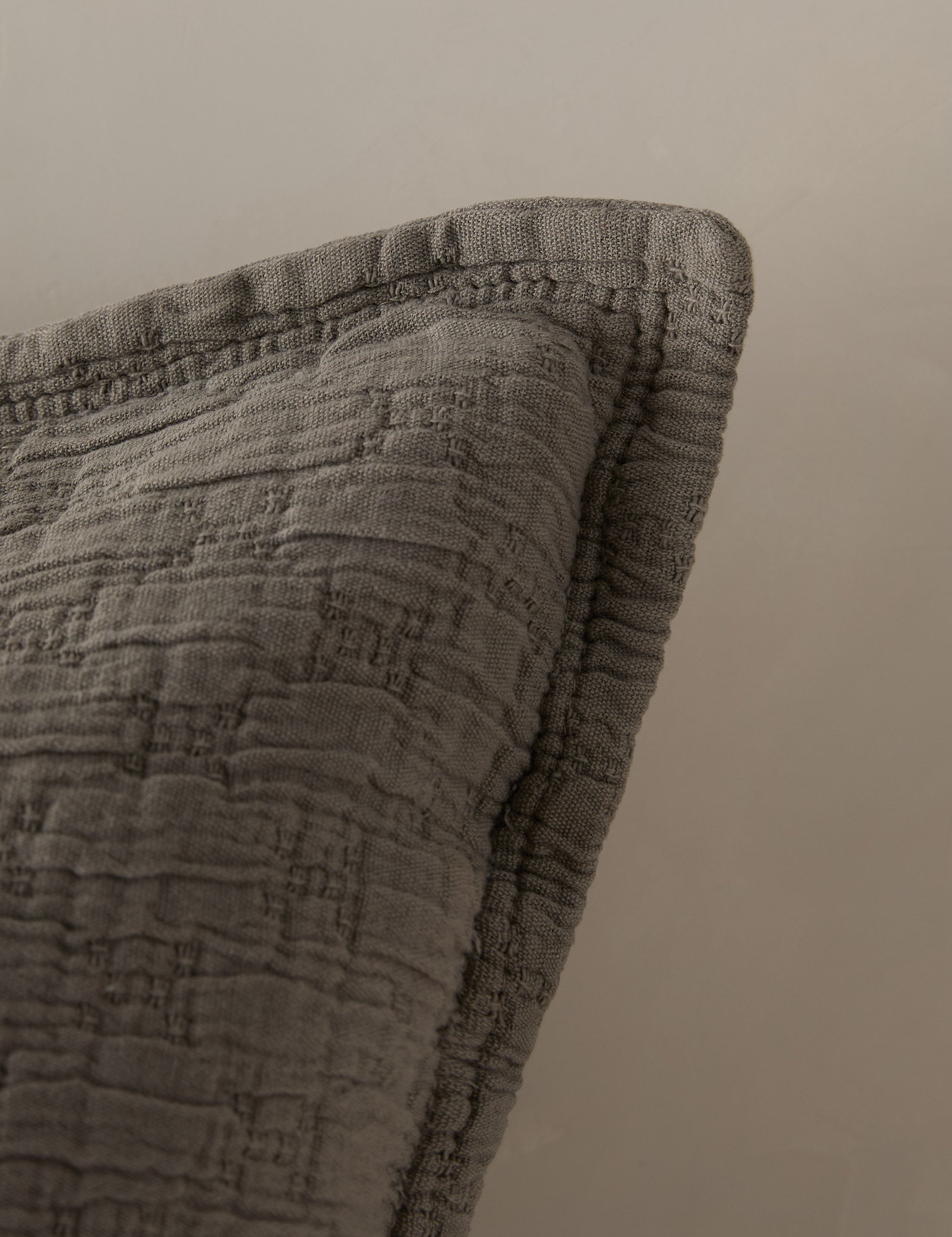 Ojai Cotton Matelasse Euro Sham by Pom Pom at Home - Pebble / Euro