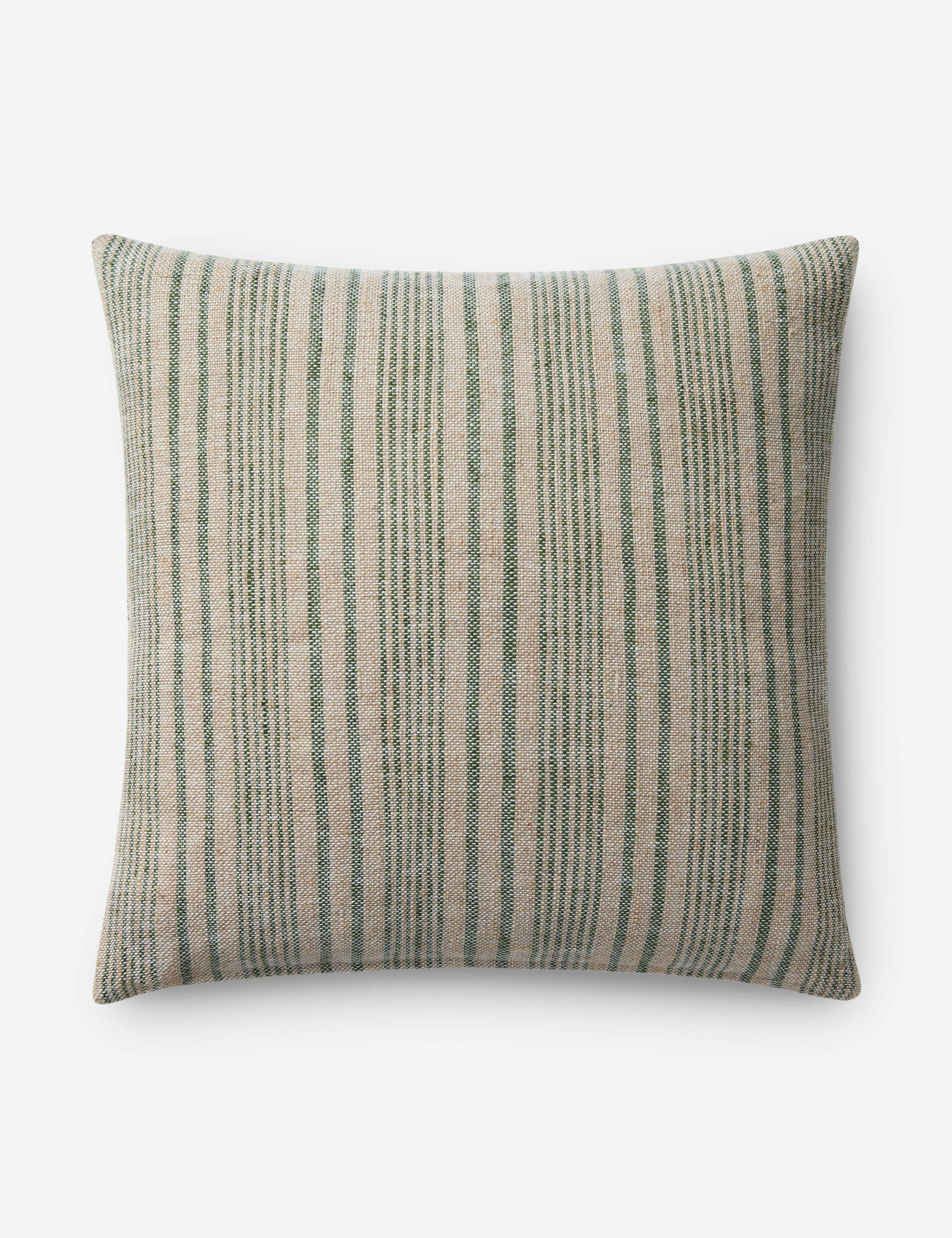 Elaine Pillow by Magnolia Home by Joanna Gaines X Loloi - Sage and Beige / 18" x 18" / Down