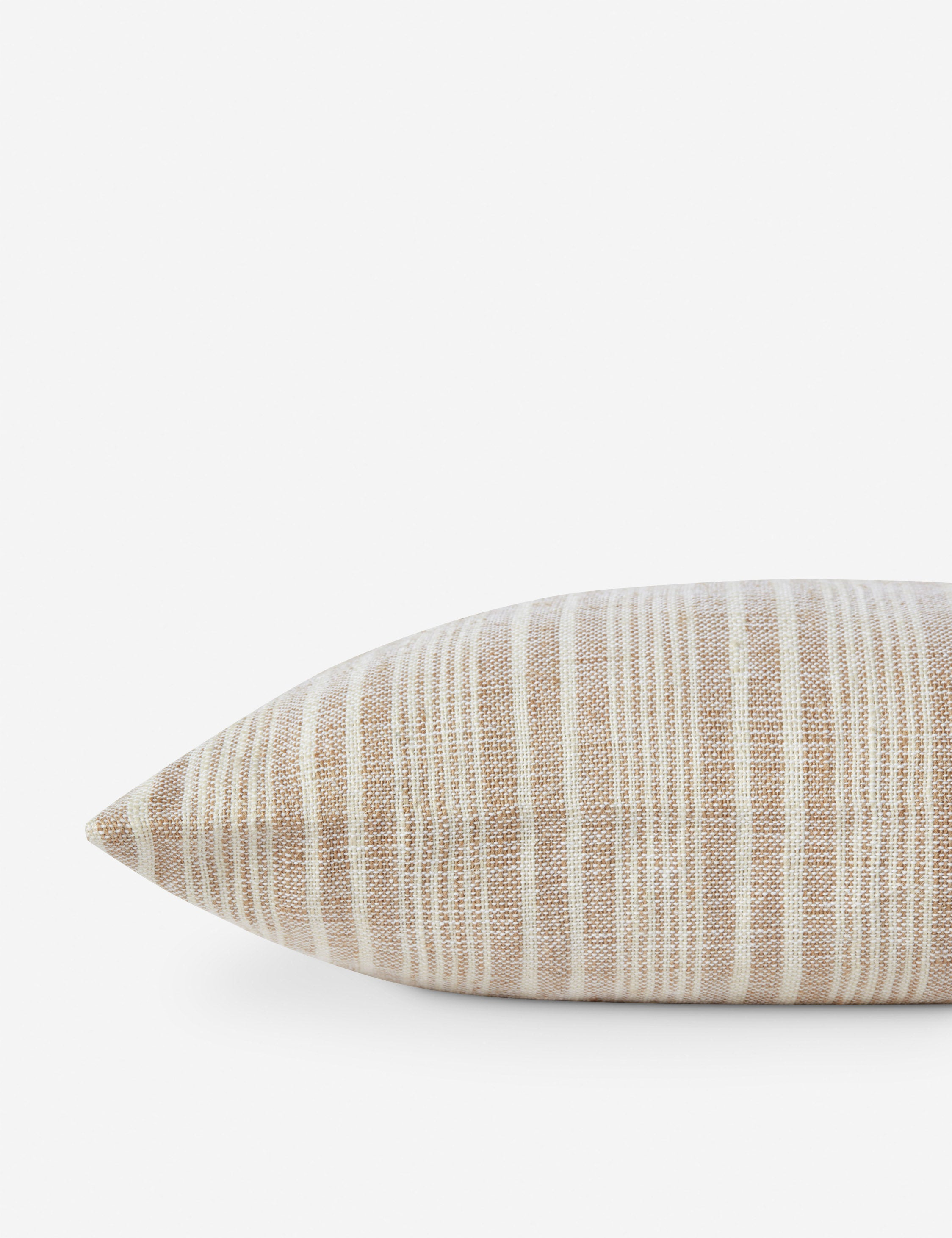 Elaine Pillow by Magnolia Home by Joanna Gaines X Loloi - Cream and Beige / 16" x 26" / Down