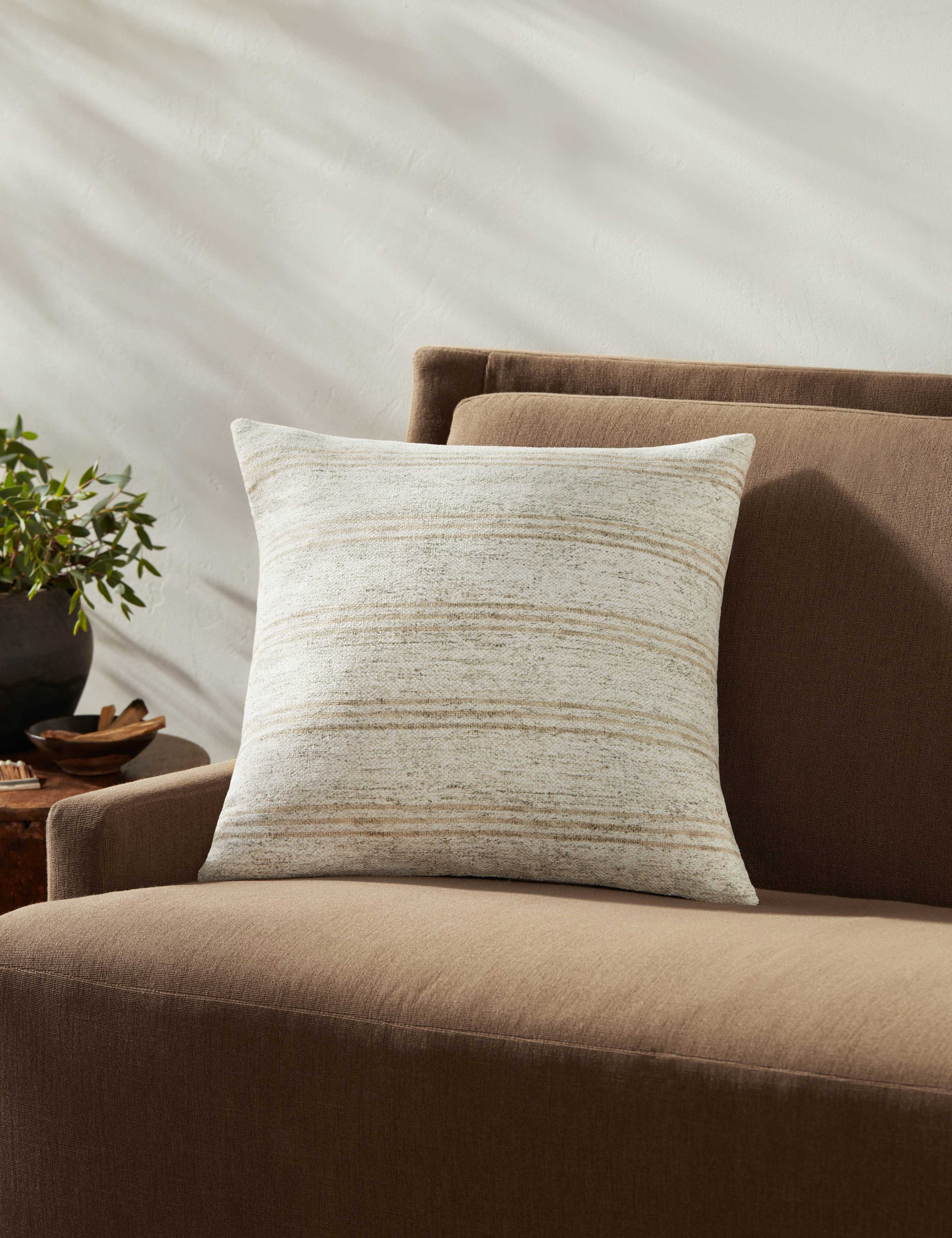 Zephyr Pillow by Amber Lewis x Loloi - Ivory and Natural / 18" x 18" / Down