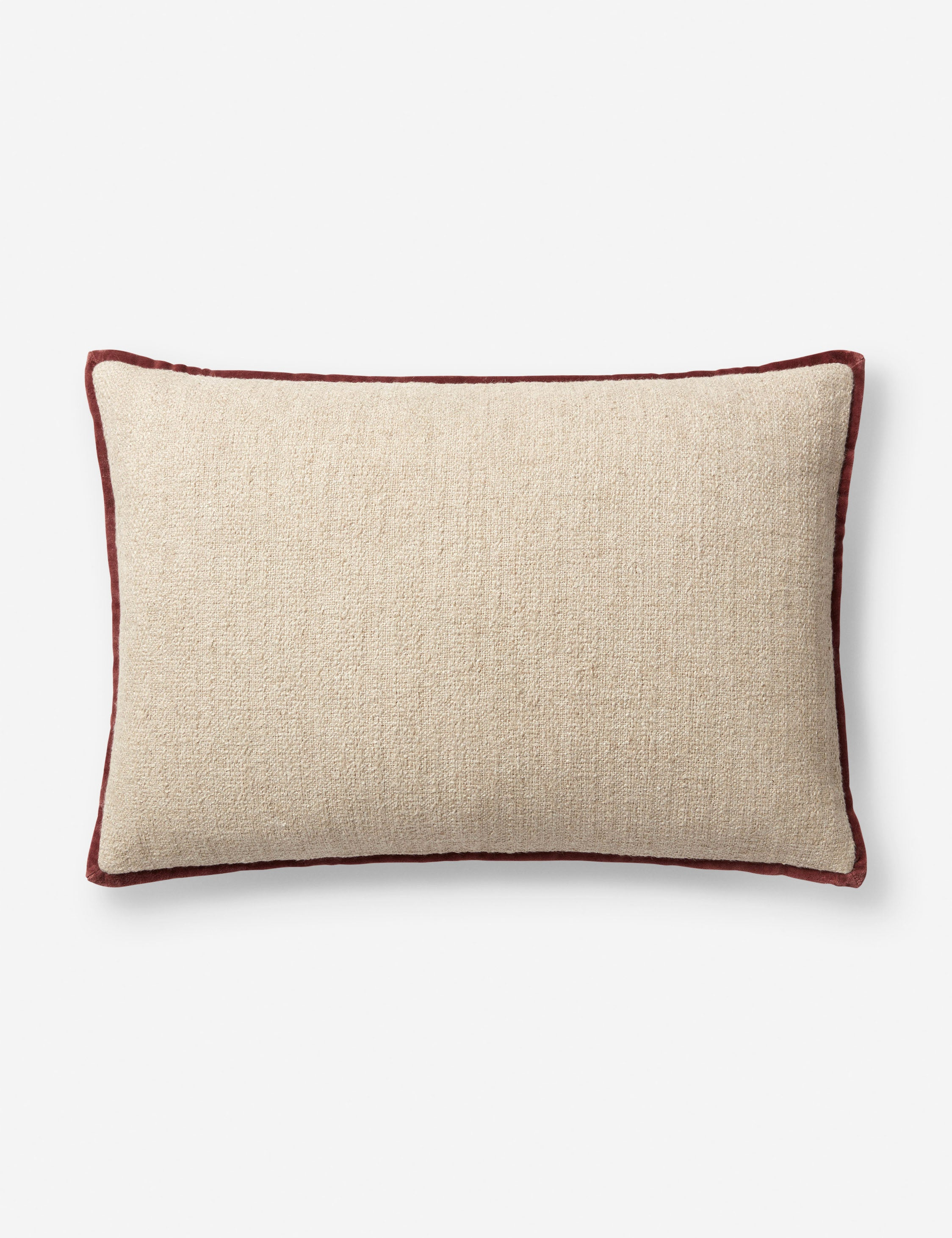Aveline Pillow by Amber Lewis x Loloi - Ivory and Wine / 16" x 26" / Polyester